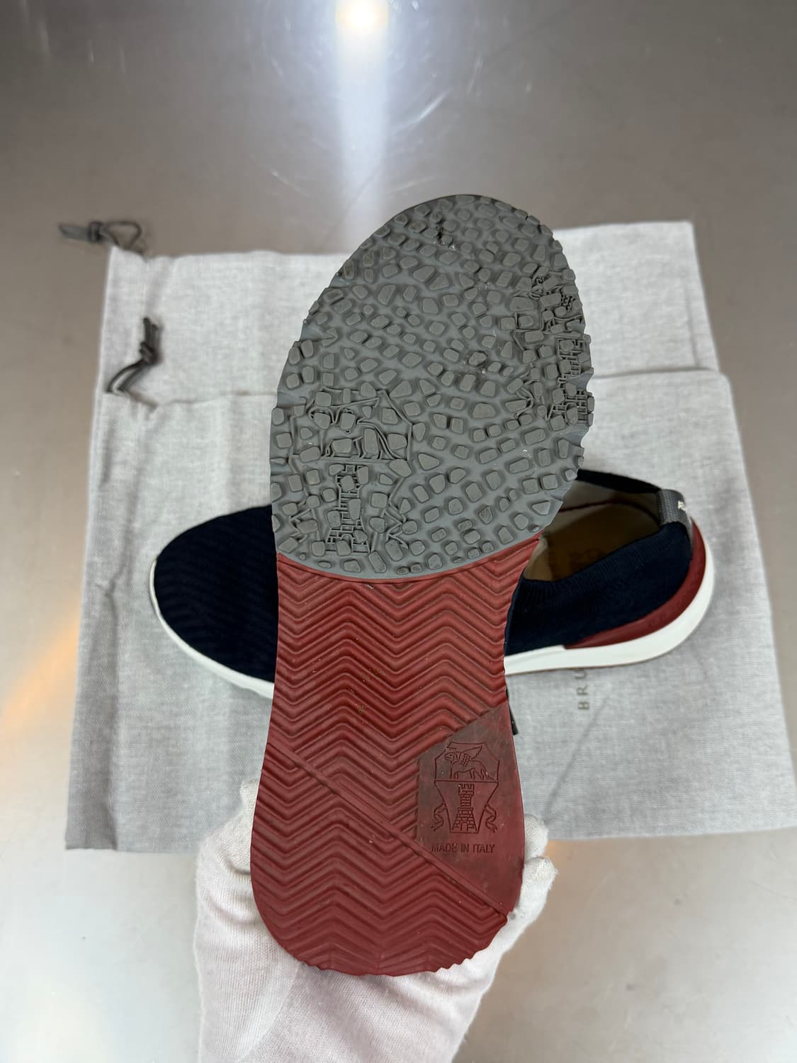 [리오브] 브루넬로 쿠치넬리 니트 폴리쉬드 카프스킨 러너 스니커즈 상품이미지3