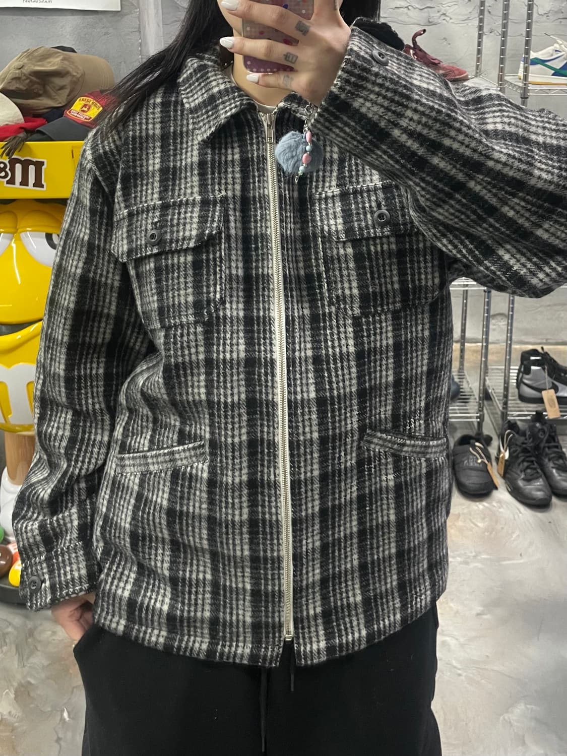 재팬 빈티지 울 체크 블루종 자켓 상품이미지7