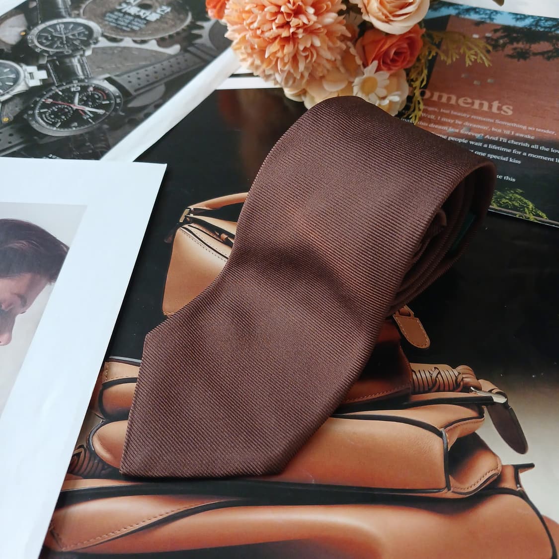 앤드류스 타이 실크 브라운 솔리드 넥타이 7.8cm A+등급 A19158 상품이미지2