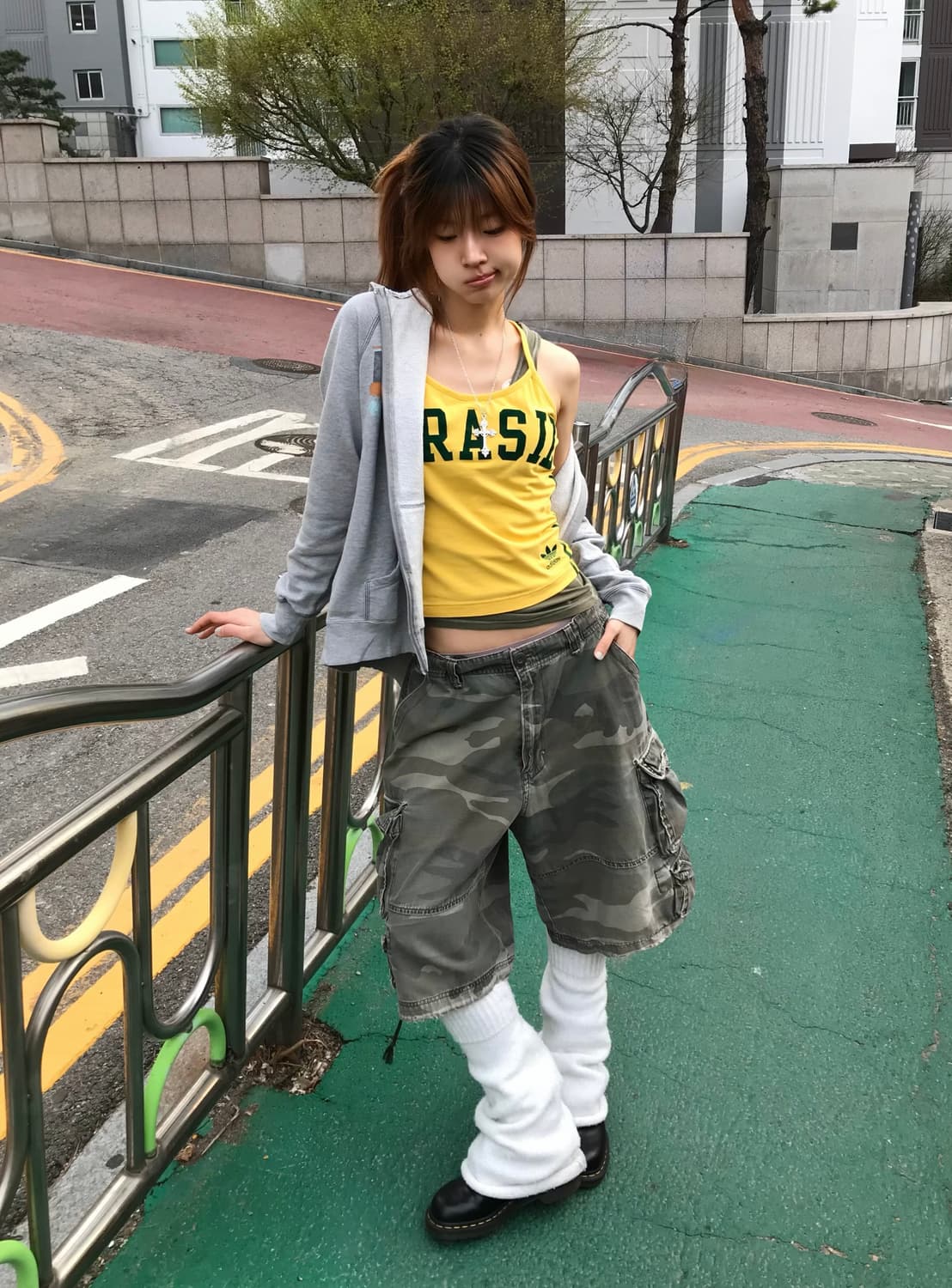 아디다스 브라질 00‘s 핀터깔 카모 하프팬츠 코디 세트 상품이미지2