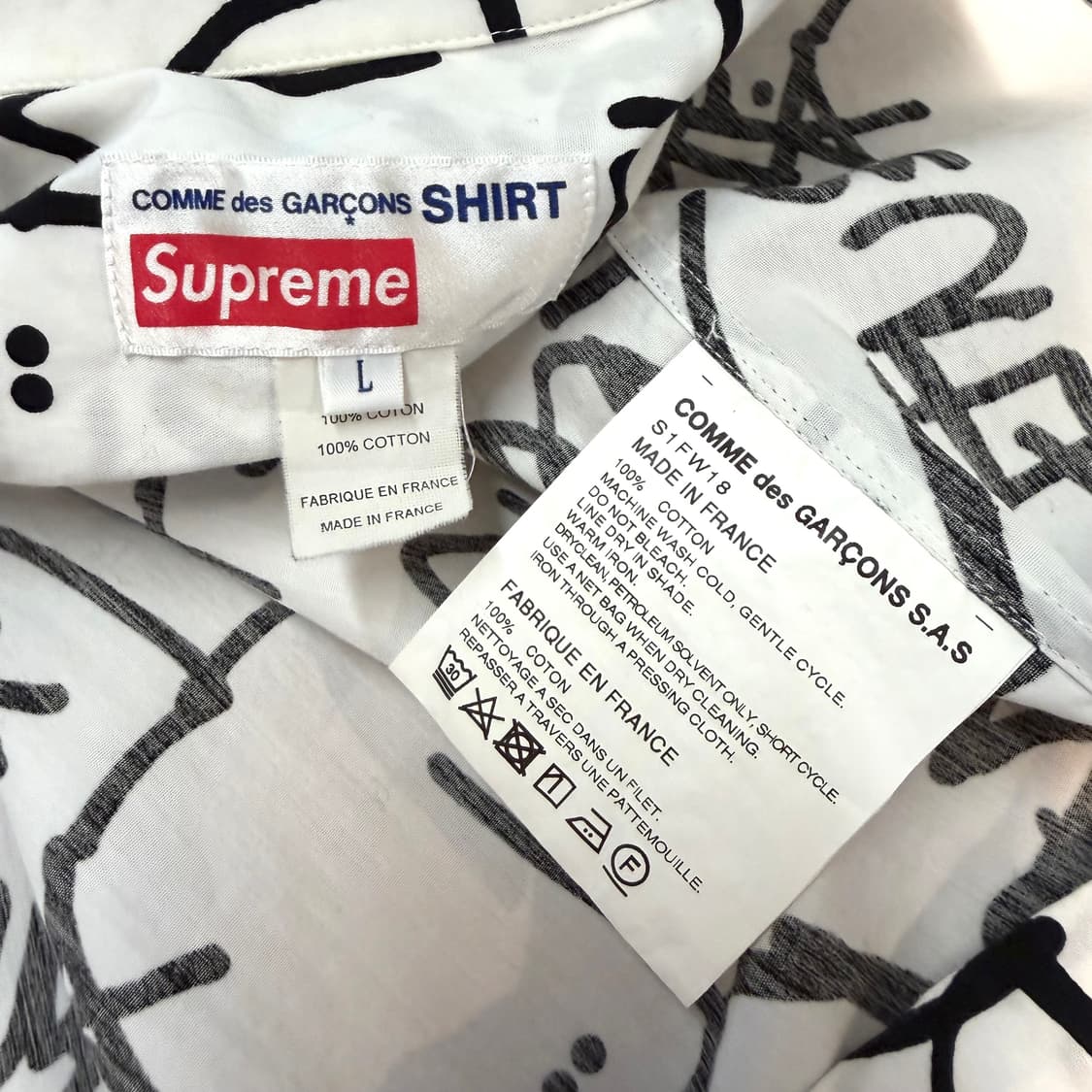 슈프림 x 꼼데가르송 셔츠 반팔 집업 셔츠 18fw 상품이미지10