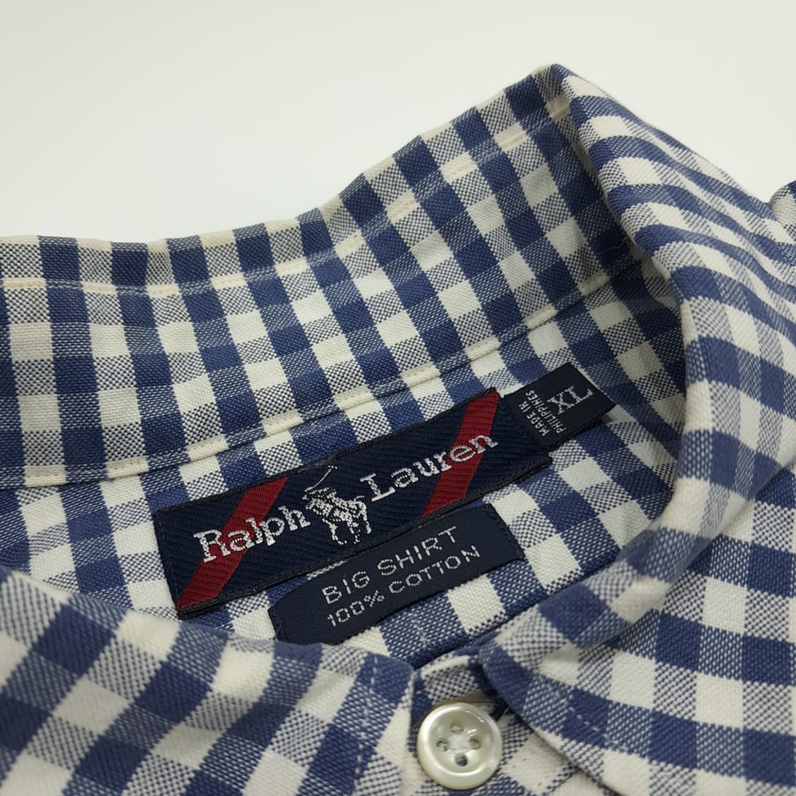 CN716 XL 폴로 랄프로렌 빅셔츠 네이비 깅엄체크 긴팔 셔츠 남방 상품이미지4