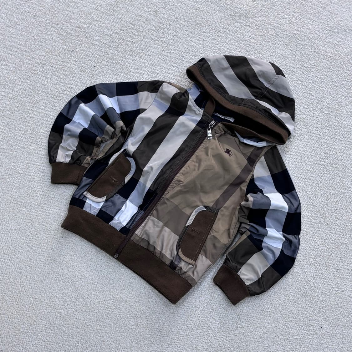 8 고급 빈티지 키즈 체크 후드 집업 0401E 상품이미지1