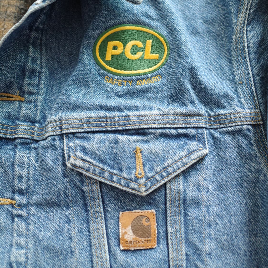 90s 칼하트 MADE in USA J11 블랭킷 데님 트러커 자켓 M 상품이미지5