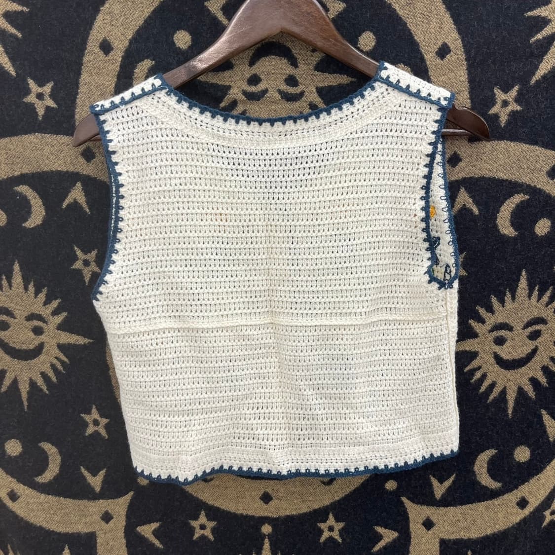 빈티지 모리걸 크로셰 플로럴 뜨개 자수 니트 베스트 K0149 상품이미지4