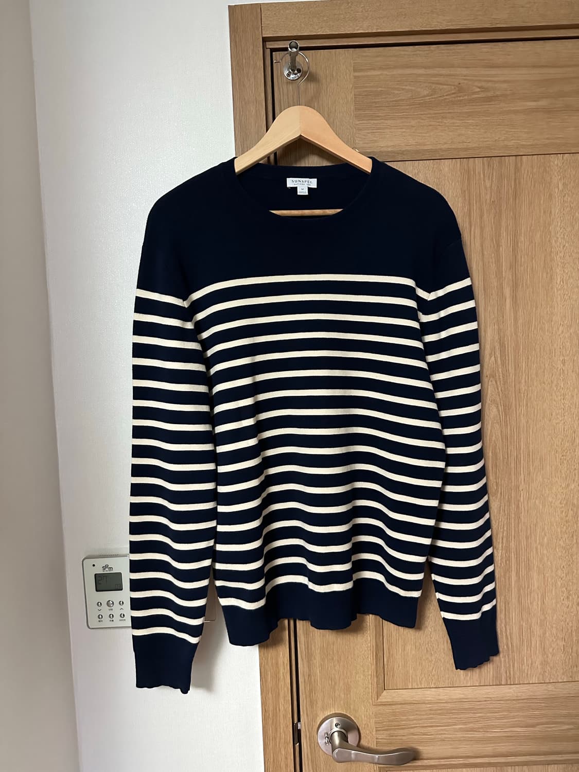 선스펠 네이비 스트라이프 코튼 니트 M사이즈 Sunspel 상품이미지2