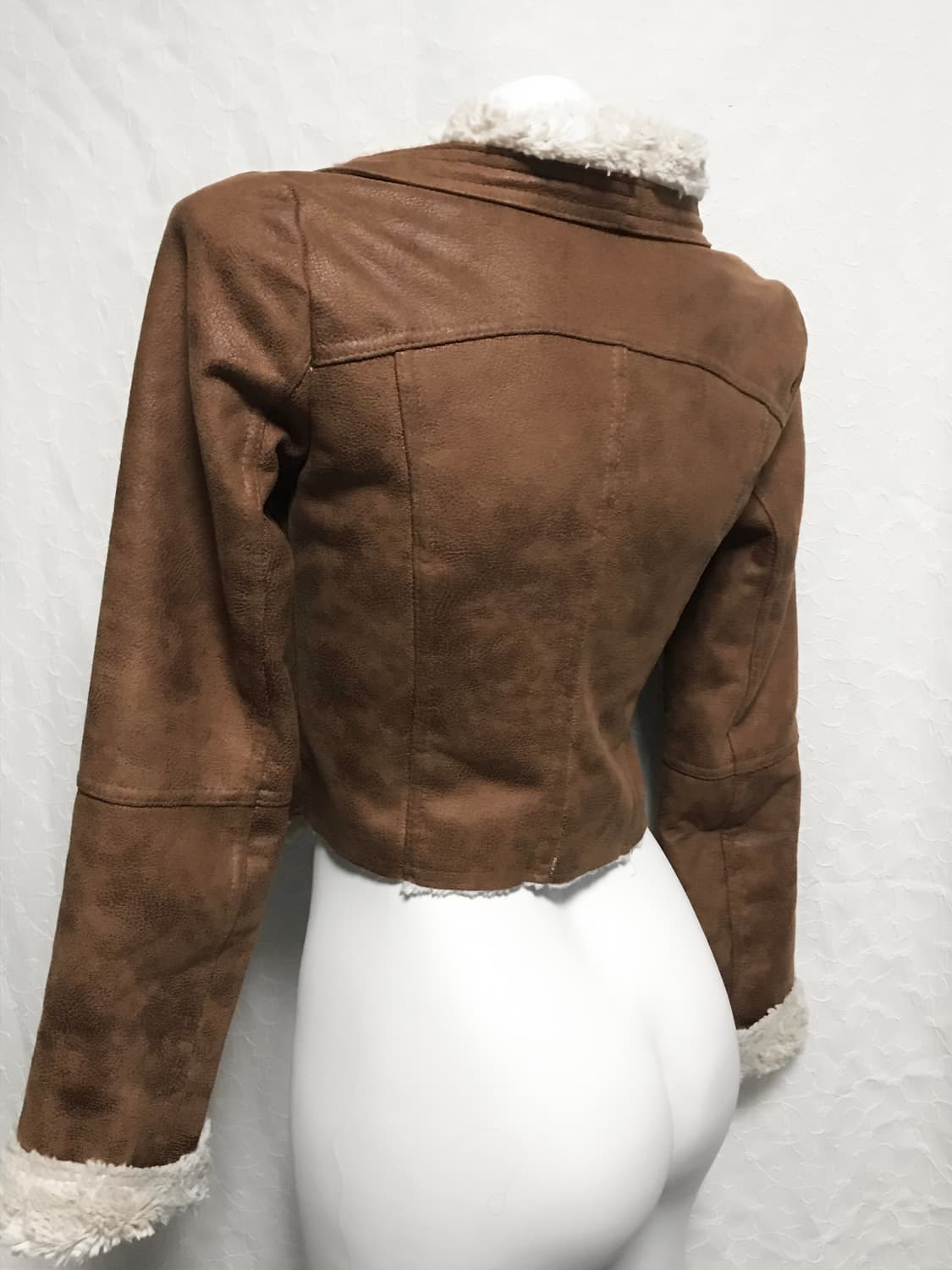 빈티지 하이넥 사선 지퍼 퍼 무스탕 크롭 자켓 상품이미지6