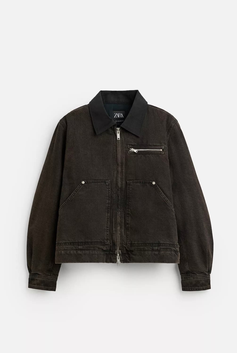 자라 콘트라스트 네크라인 데님 점퍼 워크자켓 [L] 상품이미지1