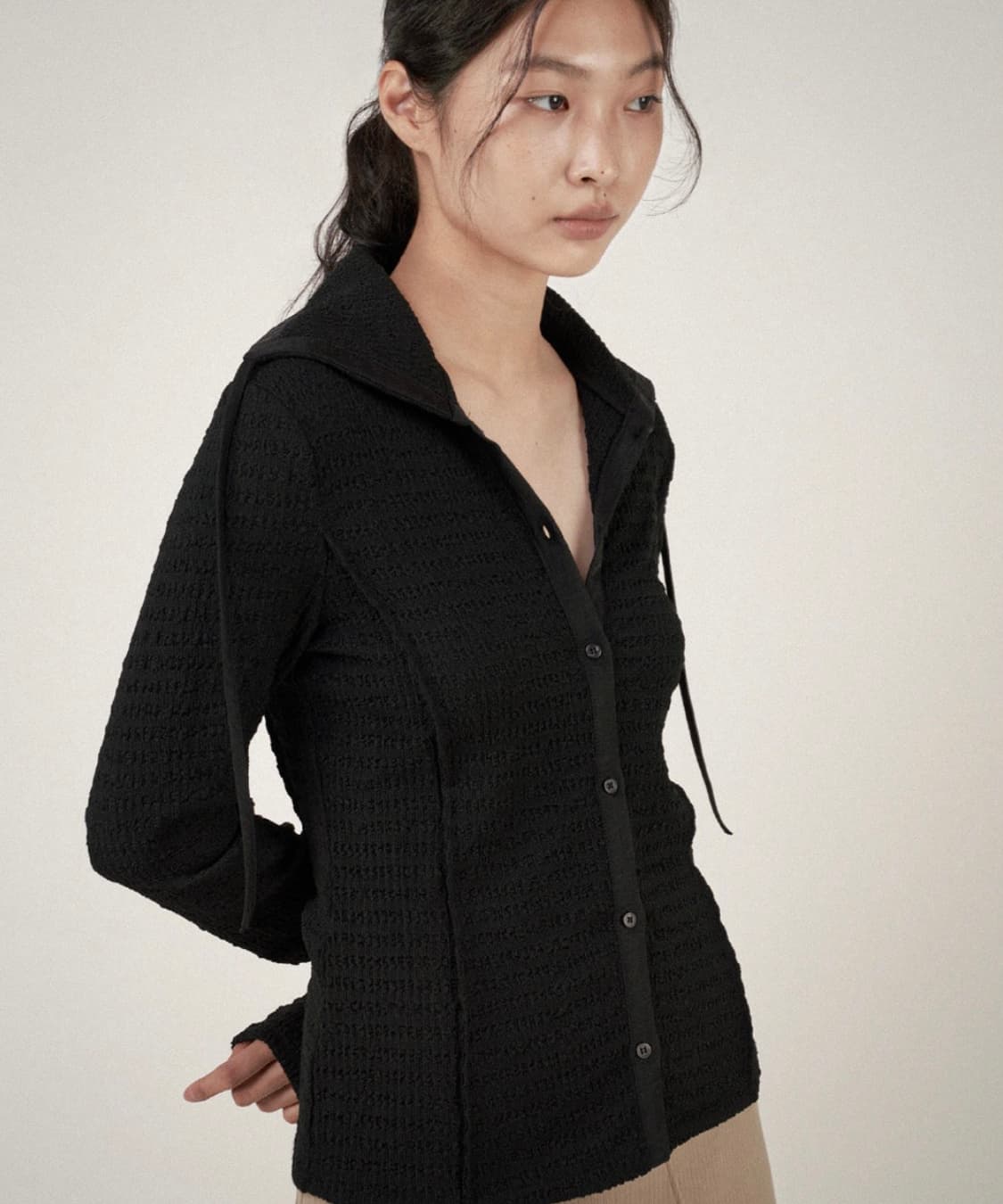 아우로 jersey collar shirt 블랙 져지 셔츠 상품이미지3