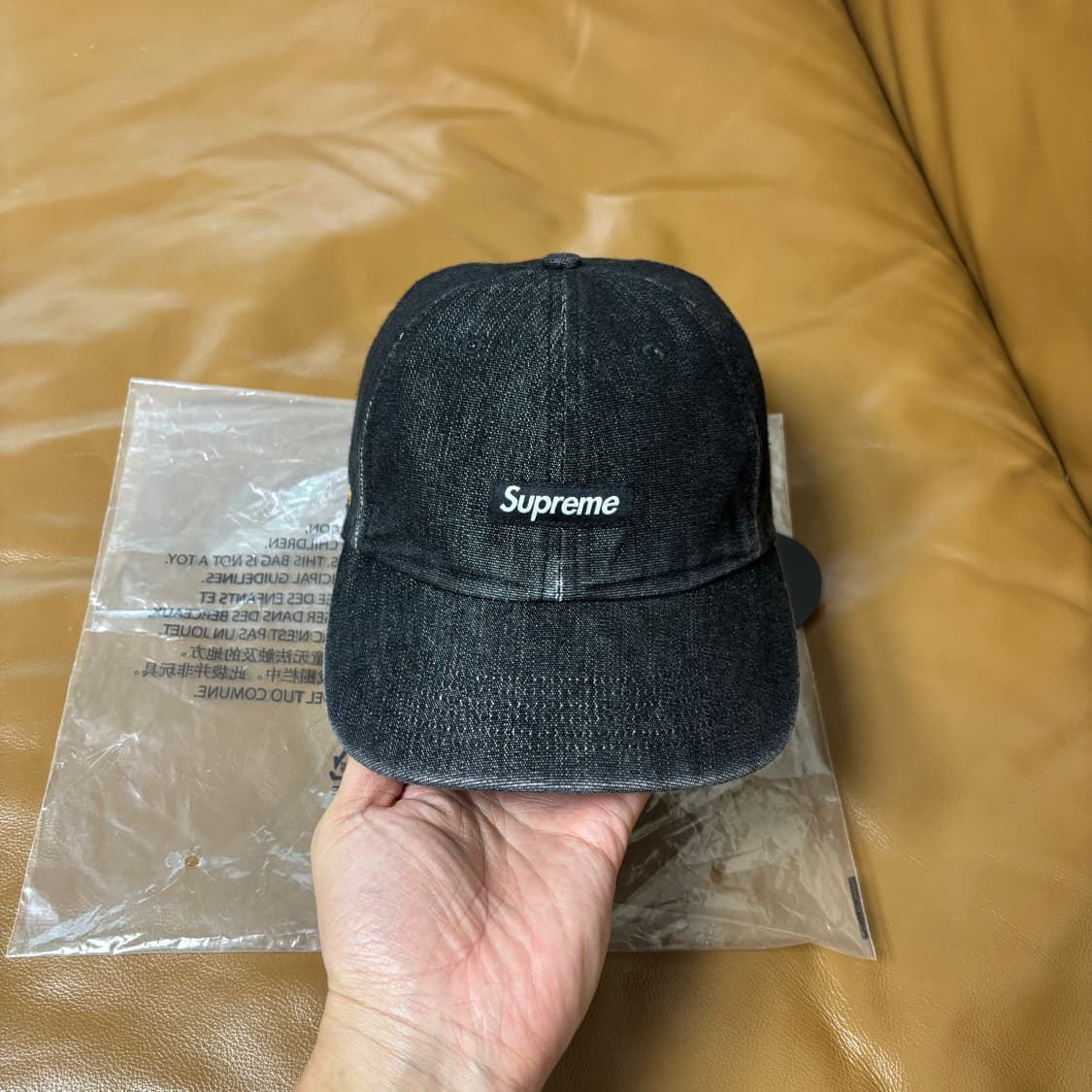 Supreme 슈프림 스몰로고 데님 블랙 6패널 볼캡 모자 (Black) 상품이미지2