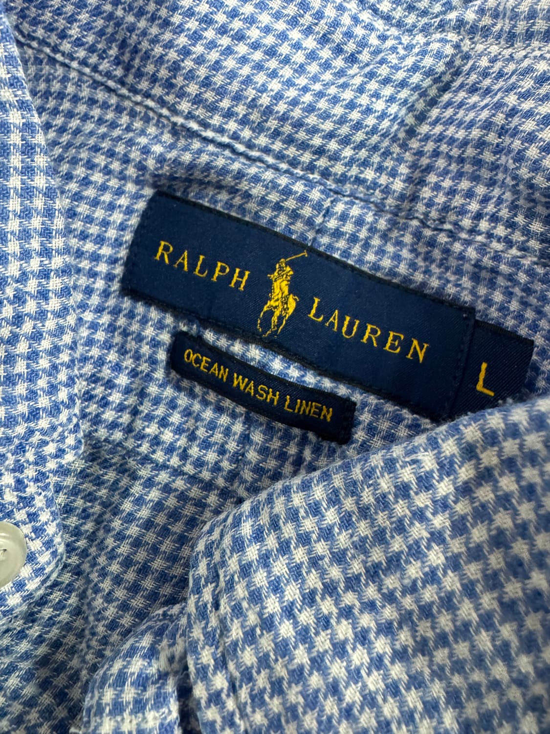 폴로 랄프로렌 블루 체크 린넨 셔츠 L 상품이미지3