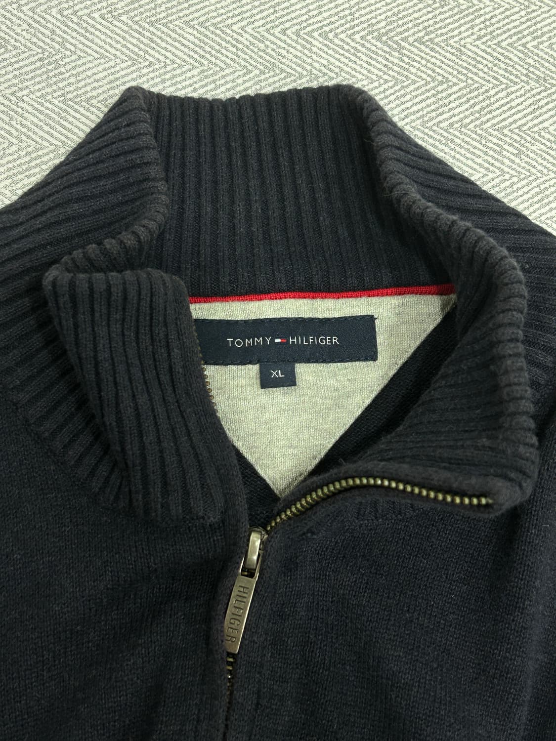타미힐피거 니트 집업 가디건 남성 XL 105 네이비 상품이미지5