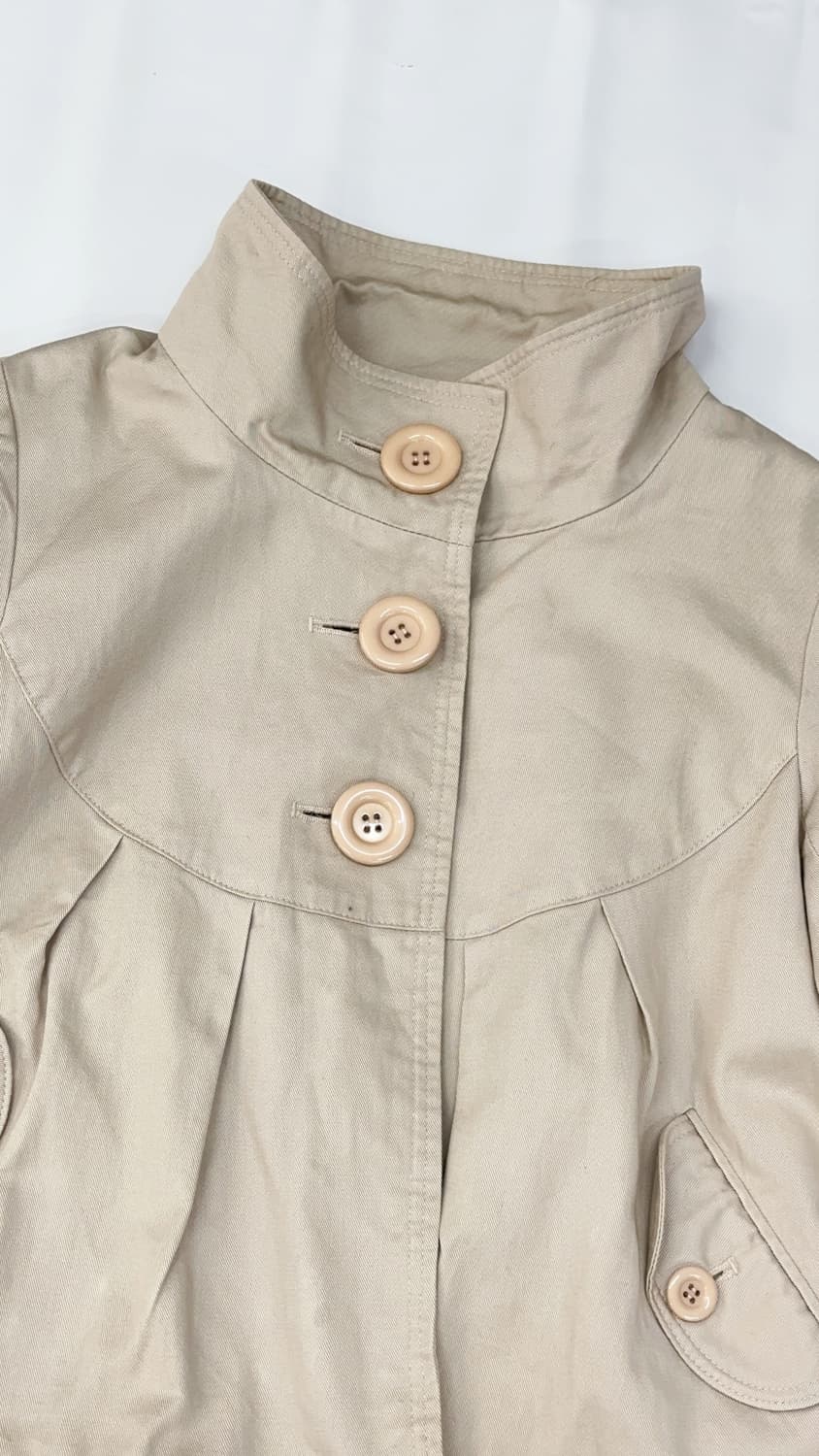 🤎쿠루미 하프 러블리 트렌치 코트🤎 7부 자켓 베이지 핀터 그런지 상품이미지4