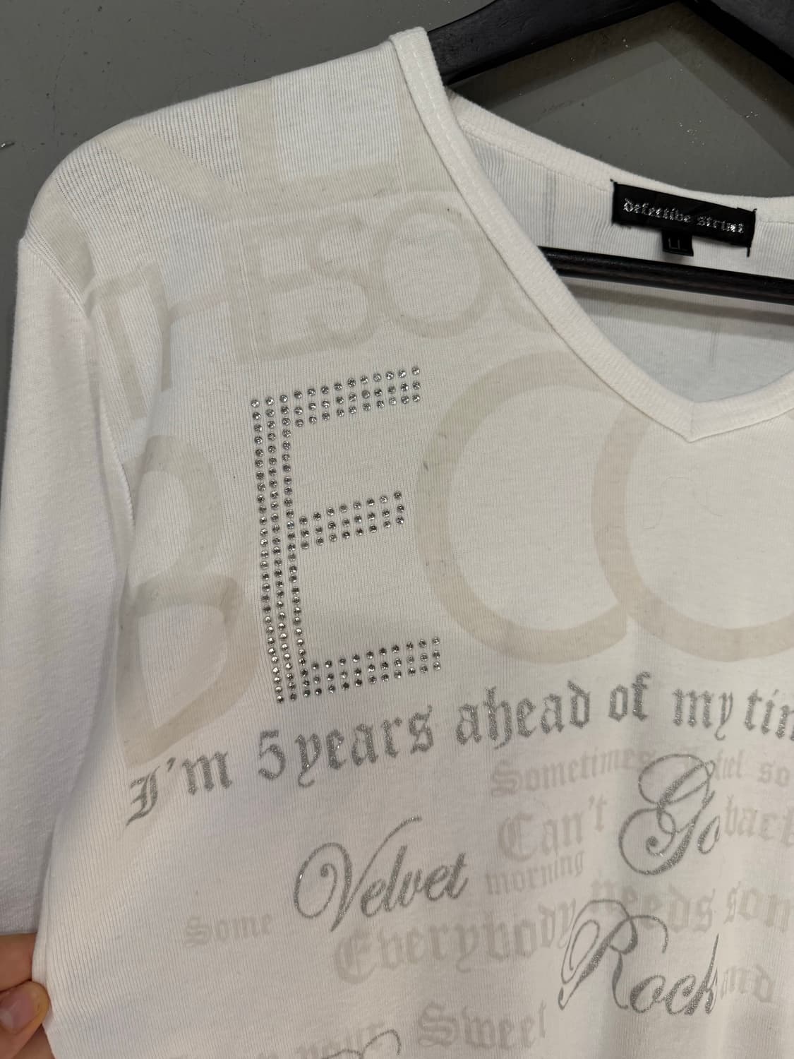 y2k lettering detail v-neck long sleeve 상품이미지6
