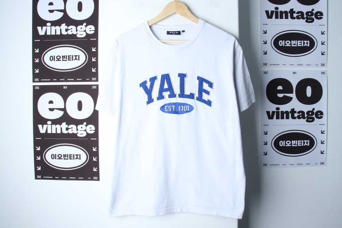 (L-2XL) 예일 반팔 티셔츠 빅로고 화이트 올드스쿨-H32224 상품이미지2