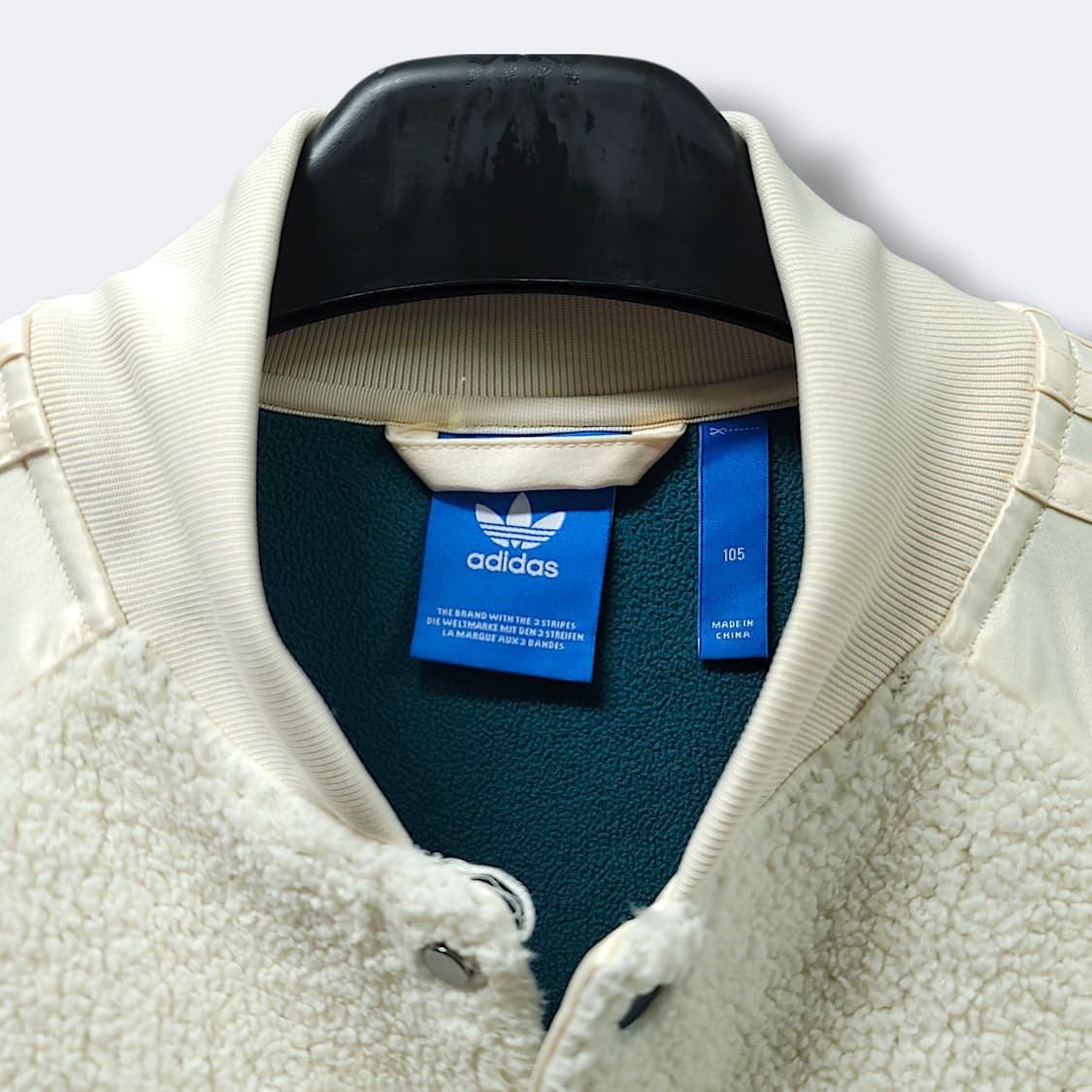 [105] 아디다스 크림 쉐르파 파이어버드 레터맨 기모 바시티 자켓 상품이미지9