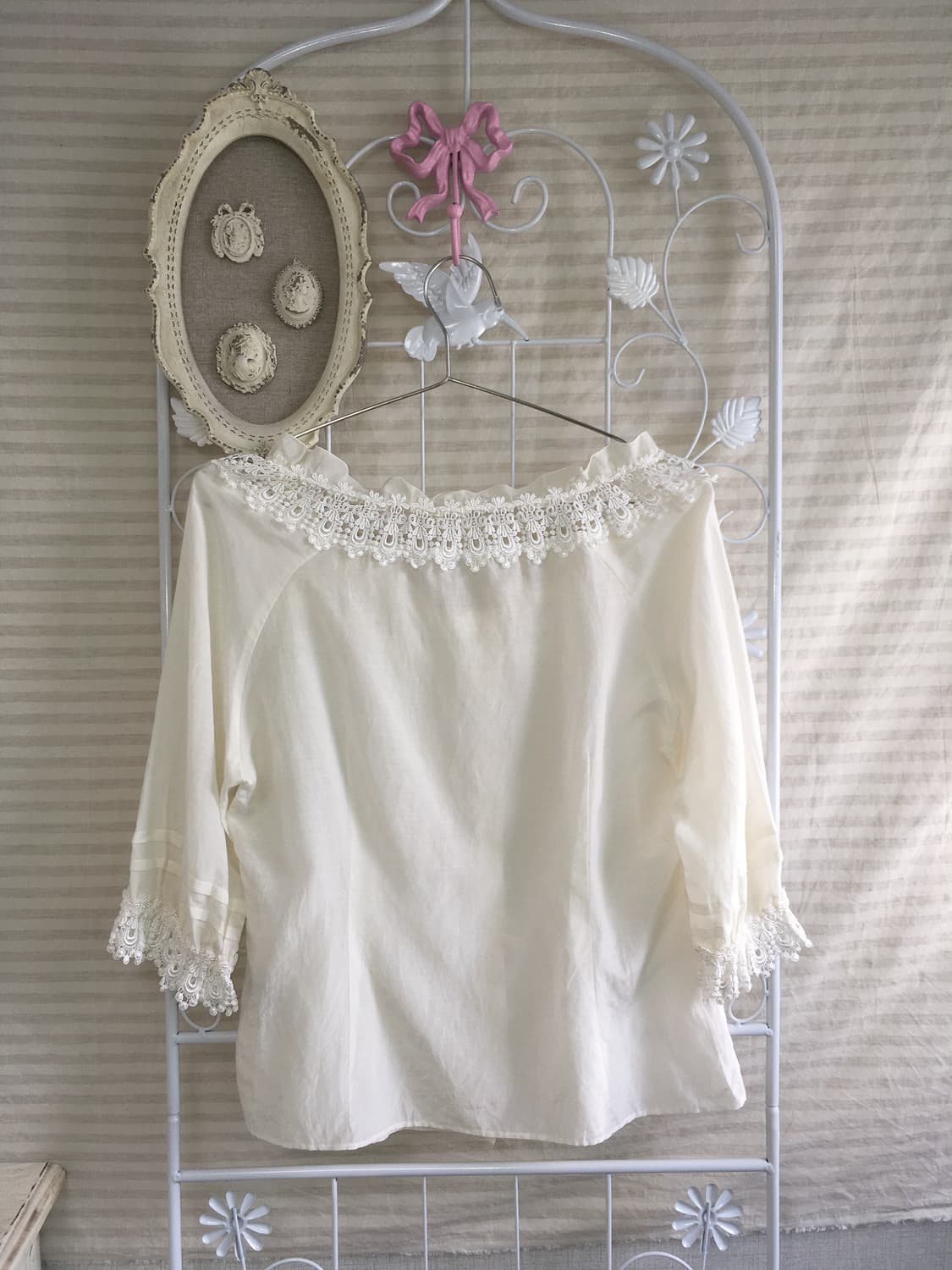 jpn vintage ivory detail blouse 상품이미지2