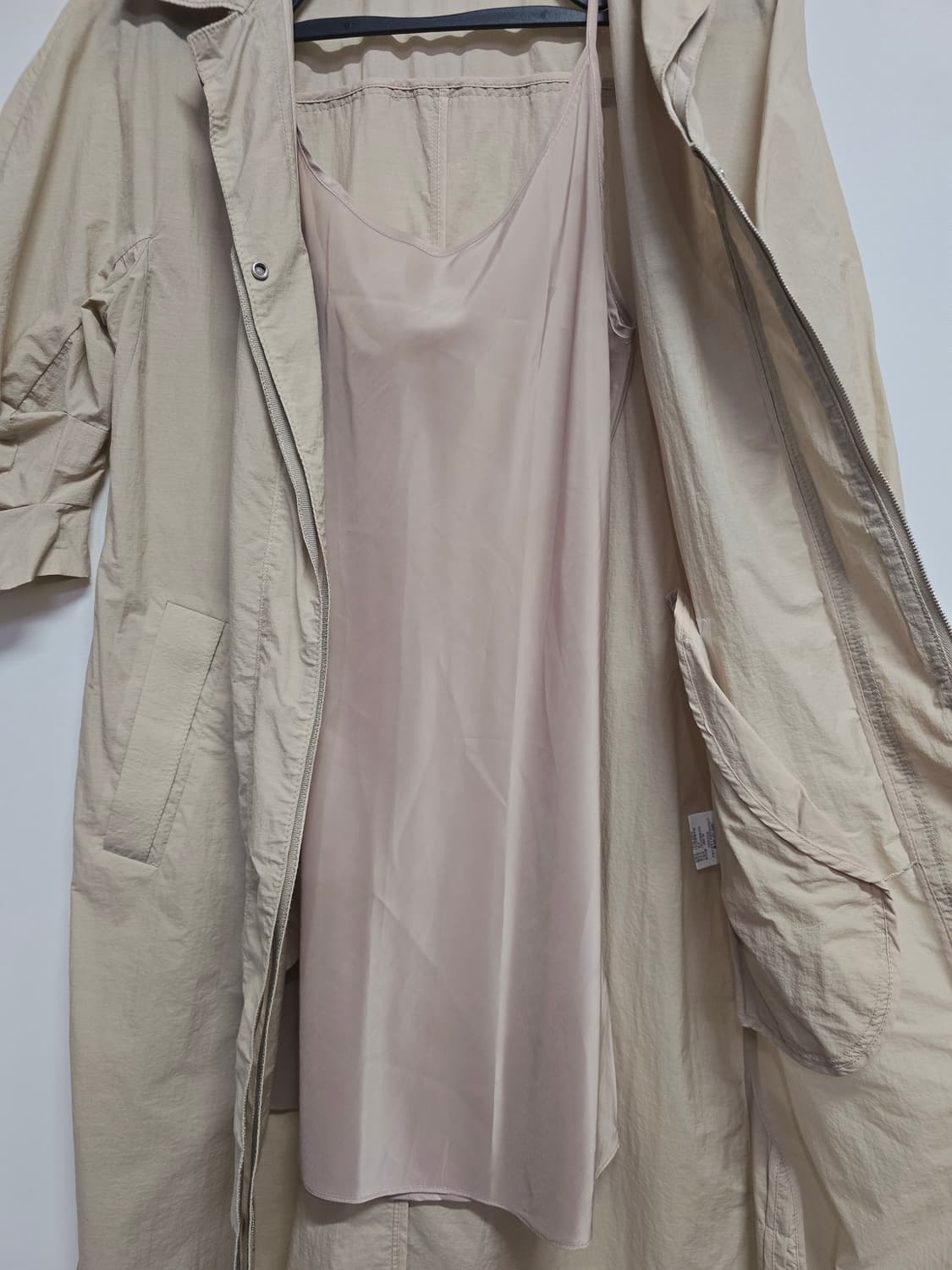 데코 베이지 7부 롱 셔츠형 원피스 상품이미지7