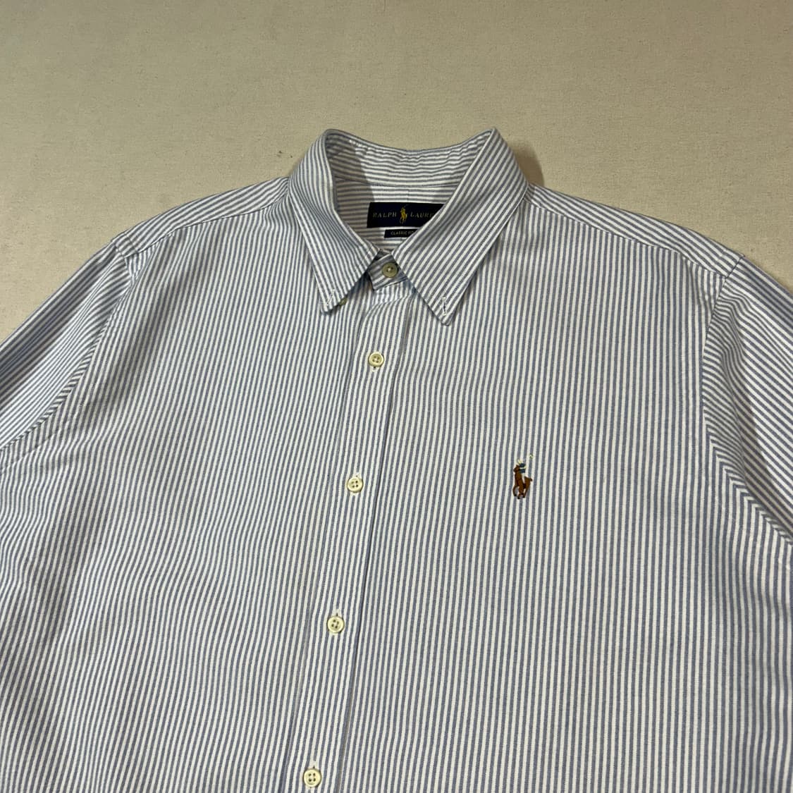 XL) 폴로 랄프로렌 클래식핏 하늘색 스트라이프 옥스포드 셔츠 상품이미지2