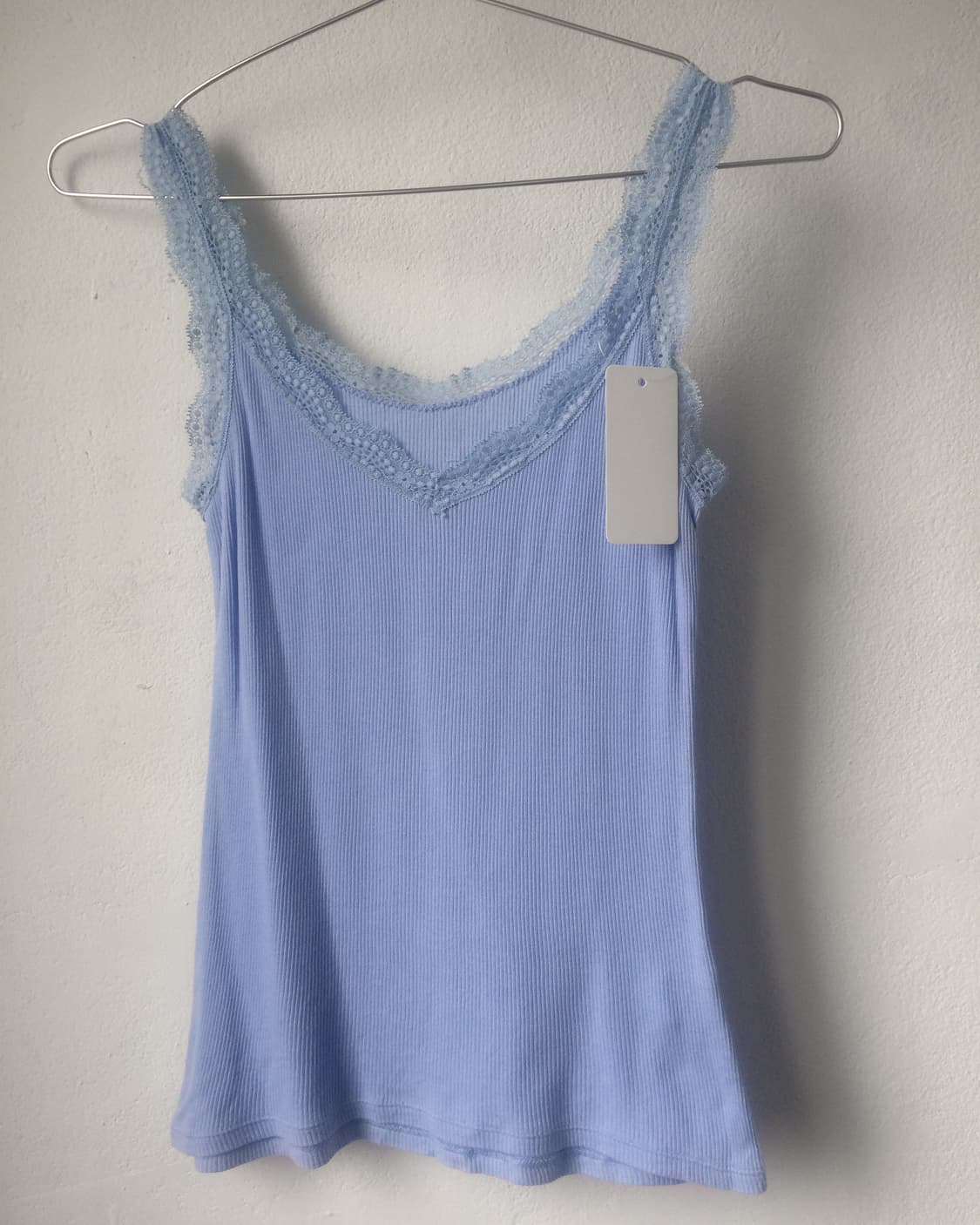 Lace trimming ribbed sleeveless 상품이미지4