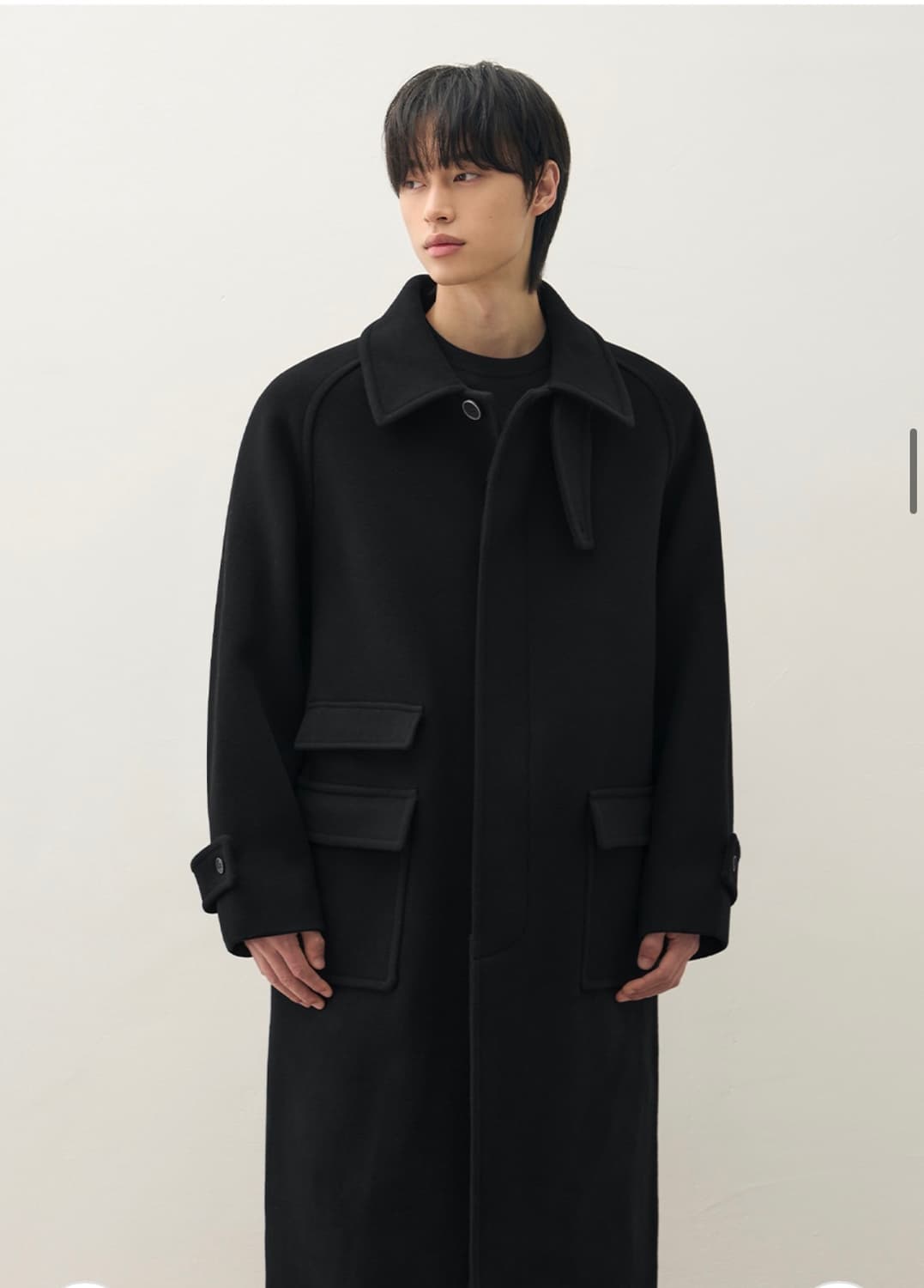 (XL) 드로우핏 컨사이즈 울 원더 발마칸 코트 [BLACK] 판매 상품이미지5