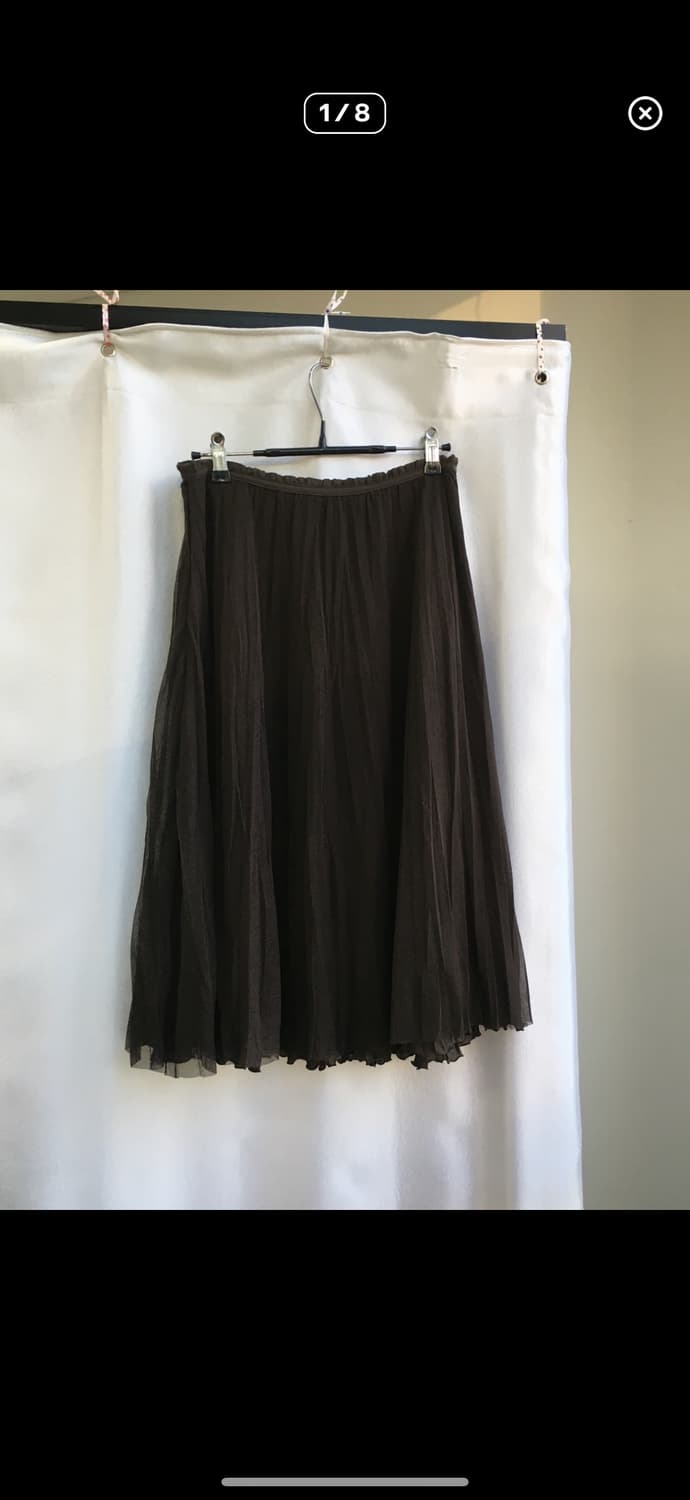 일본 빈티지 셔링 레이어드 롱스커트 브라운 상품이미지1