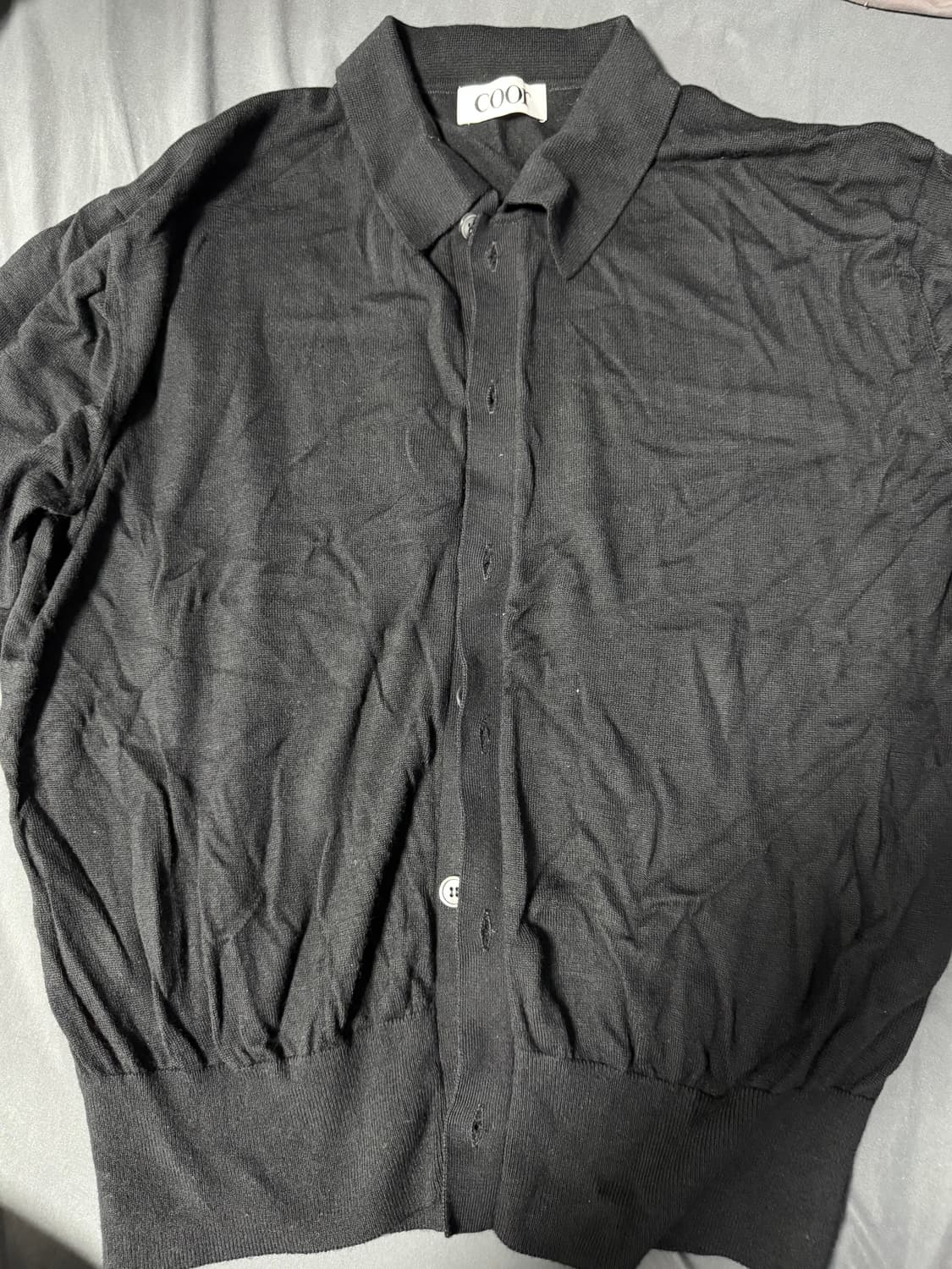 쿠어 메리노 울 폴로 가디건 (블랙) 상품이미지1