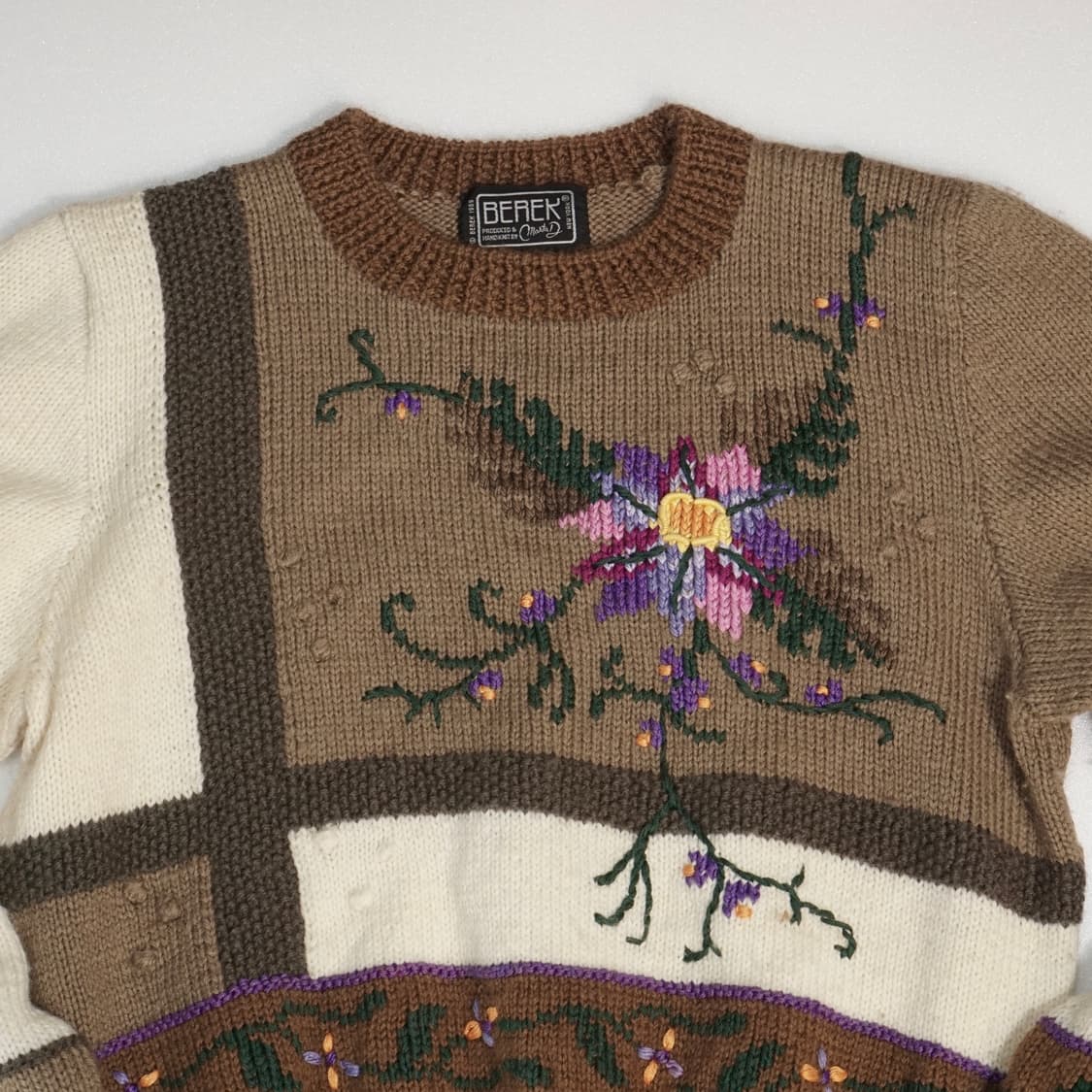 1989s Berek 플로럴 자수 핸드메이드 니트 상품이미지5
