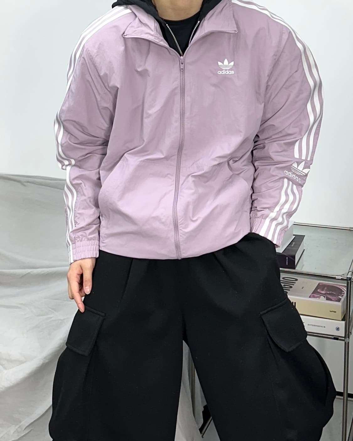 아디다스 라벤더 우븐 트랙탑 바람막이 M 상품이미지2