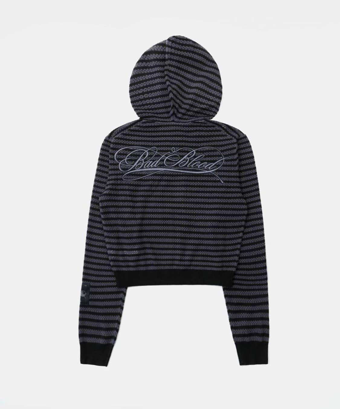 [새상품]배드블러드 스트라이프 크로쉐 니트집업 - 챠콜 S 상품이미지3