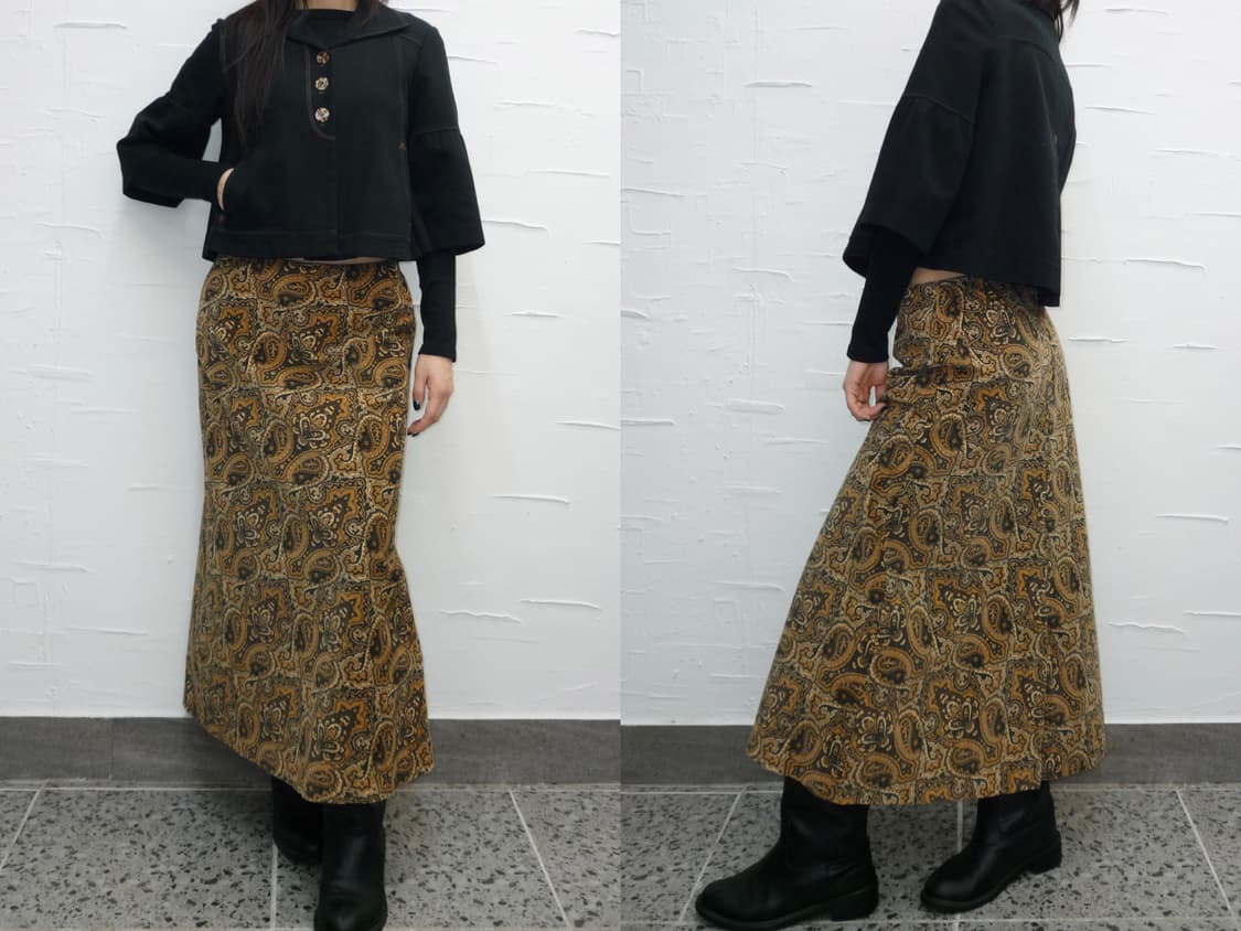 corduroy pattern long skirt 상품이미지1