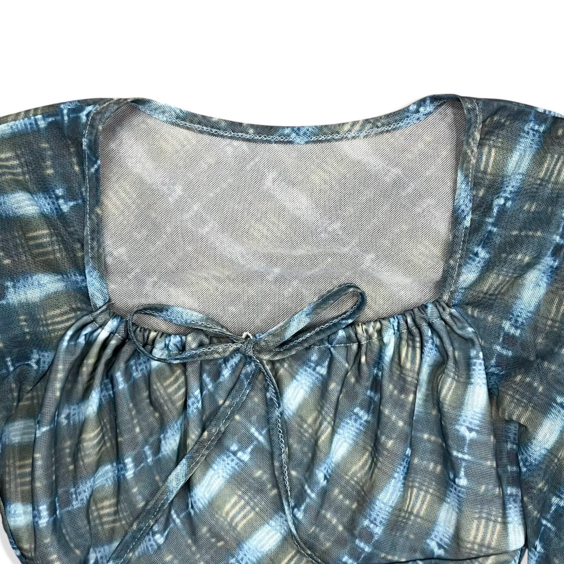 Square Neck Check See Through Top 상품이미지5