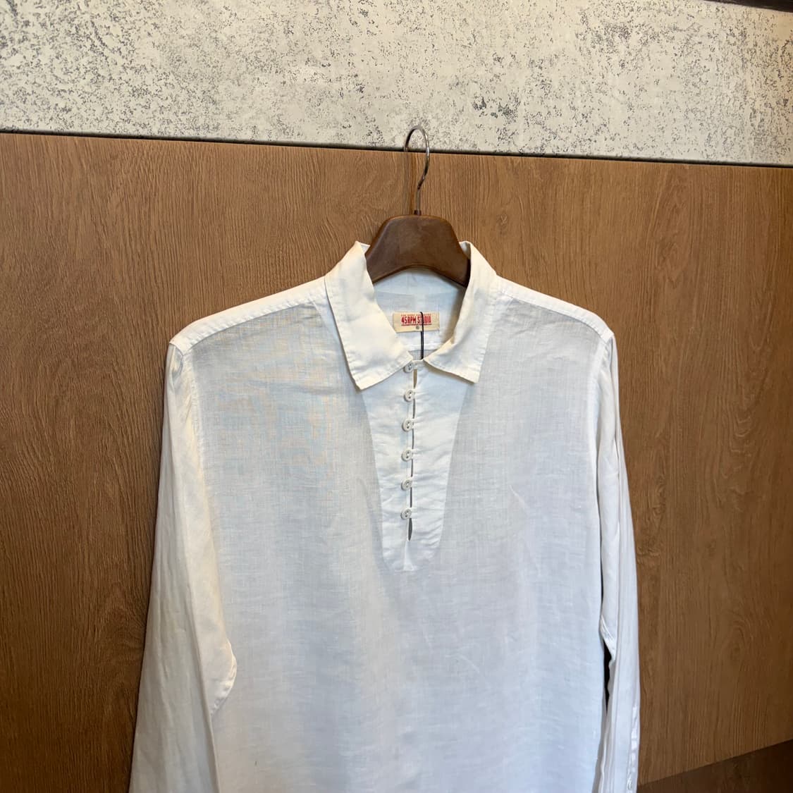 45RPM 린넨 긴팔 셔츠 블라우스 루즈핏 화이트 상품이미지3