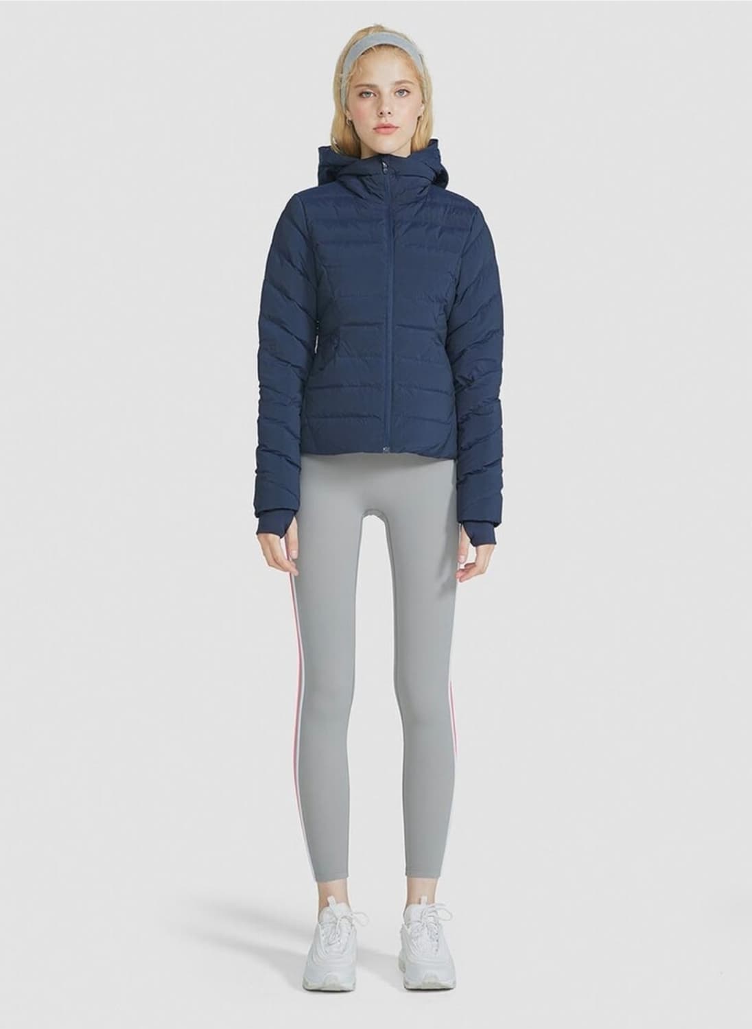 (4)여성 안다르 에어플라이 구스다운 패딩 점퍼 네이비 상품이미지6