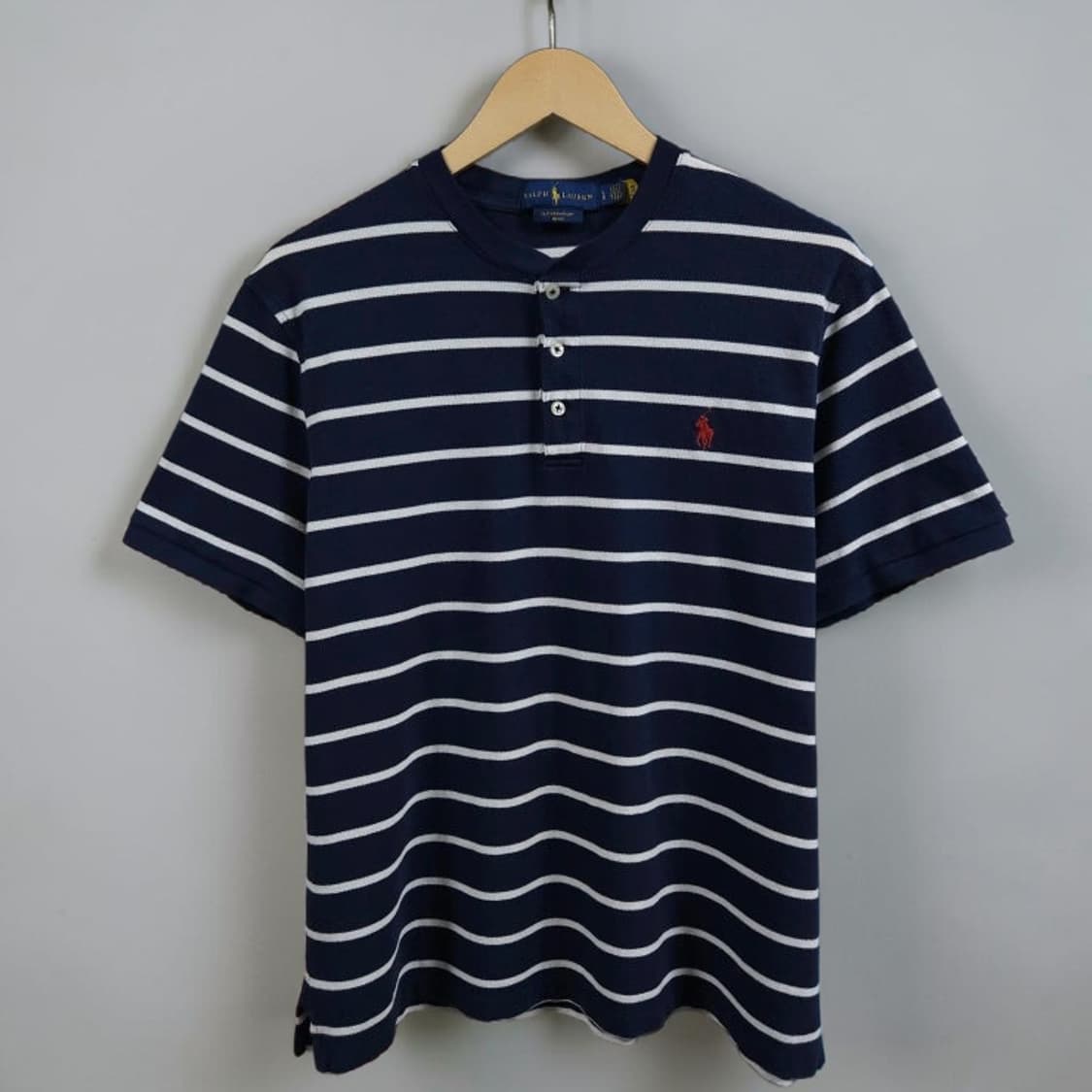 105 POLO 폴로 랄프로렌 헨리넥 반팔 카라티 네이비 스트라이프 상품이미지1