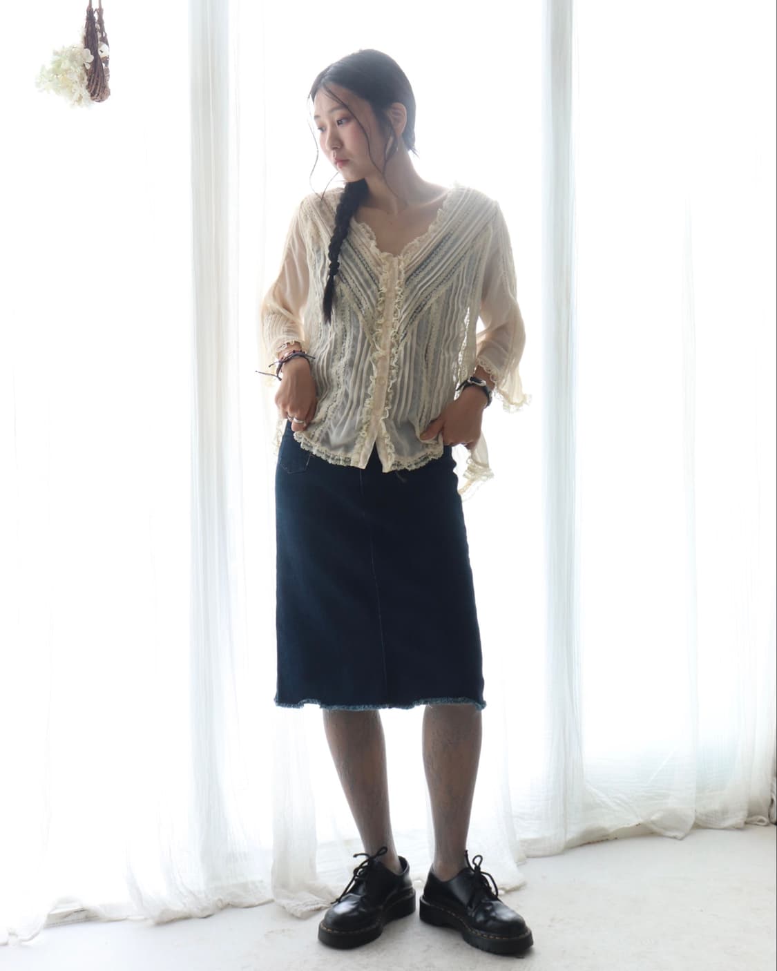 [45rpm] Indigo Denim Ribbon Skirt 상품이미지7