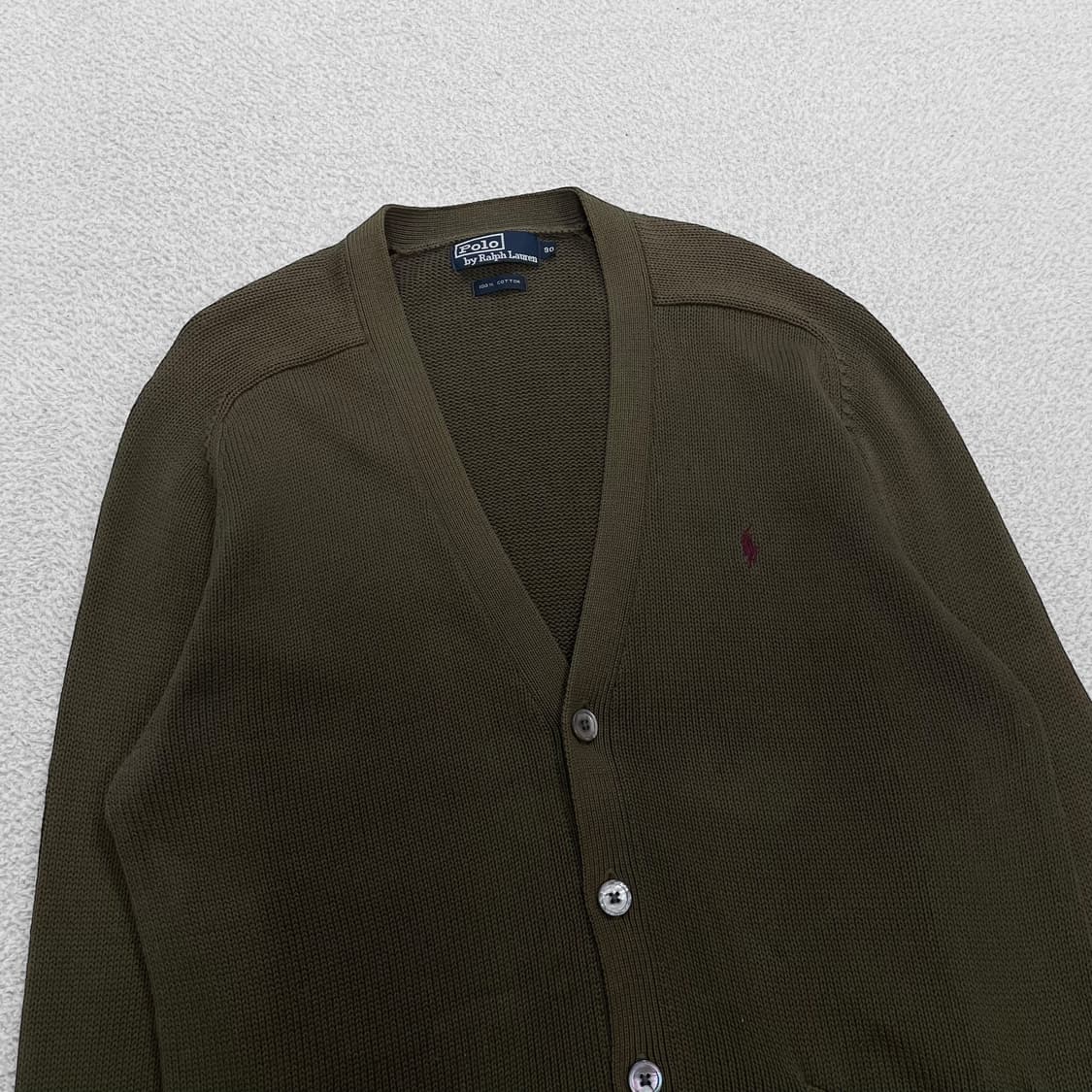 폴로 랄프로렌 코튼 브이넥 가디건 카키 상품이미지2
