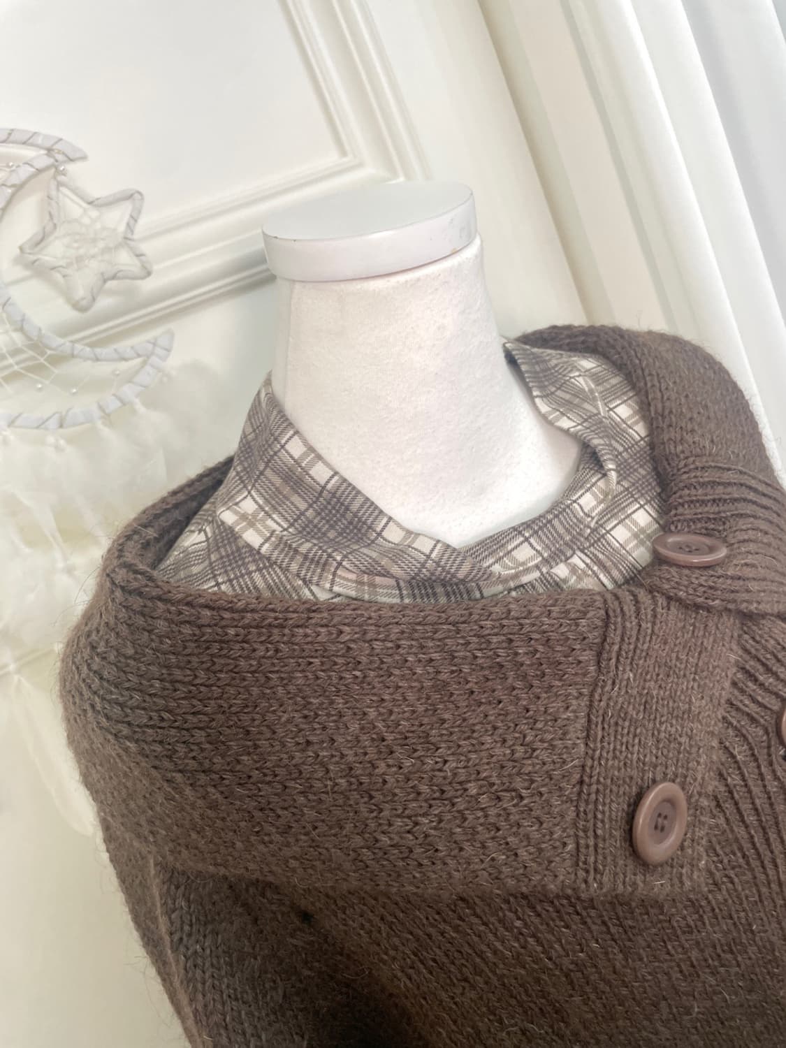 choco brown button point big collar card 상품이미지9