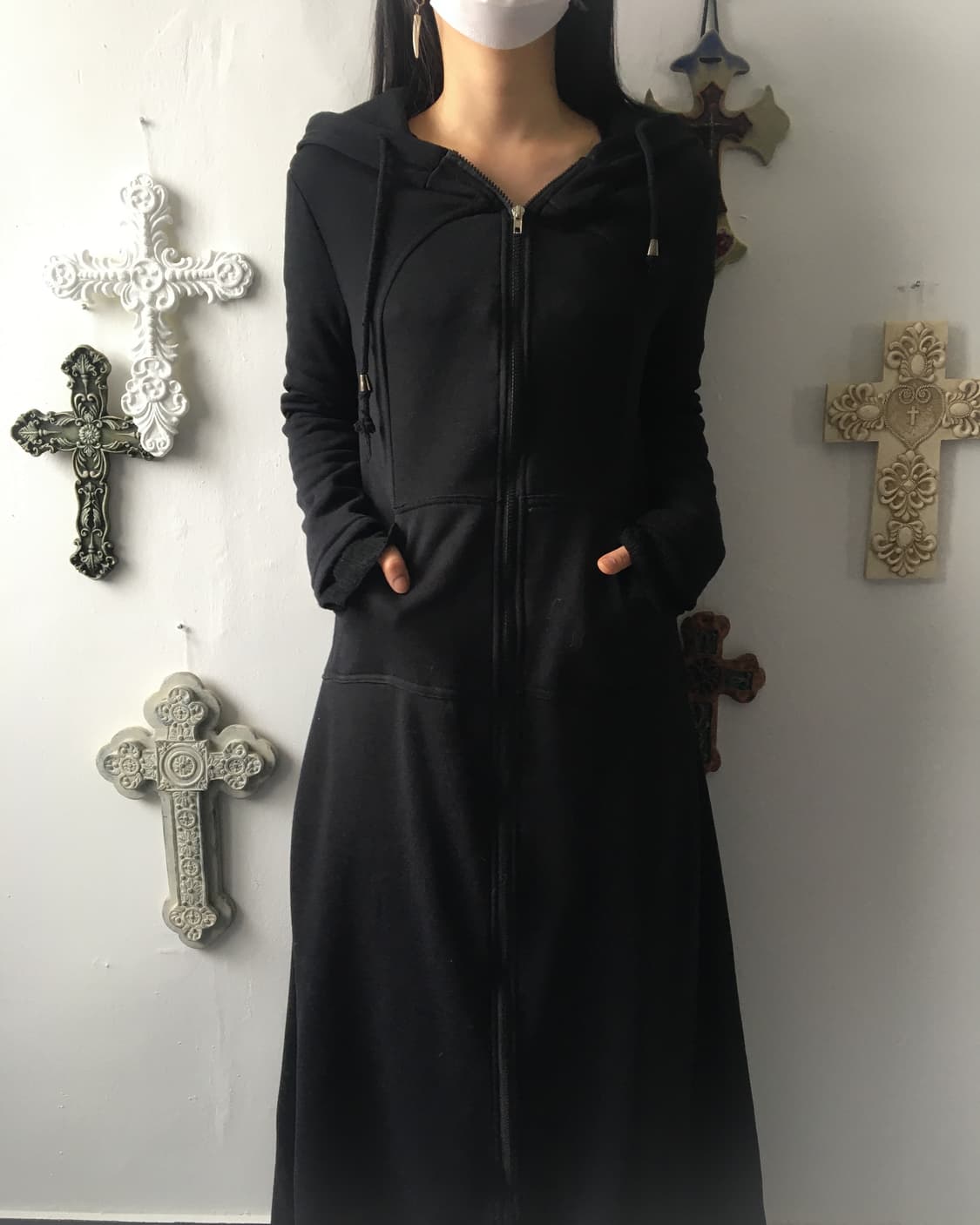 Maxi hood zip up onepiece coat 상품이미지1