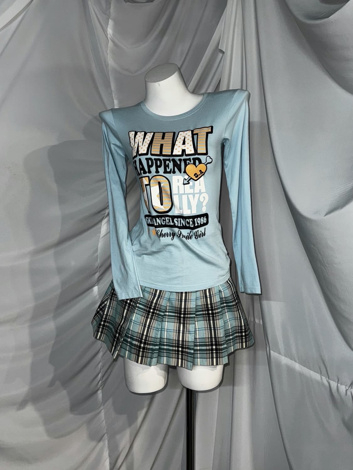 한교동미미 후드 미쿠 체크 코디세트  상품이미지3