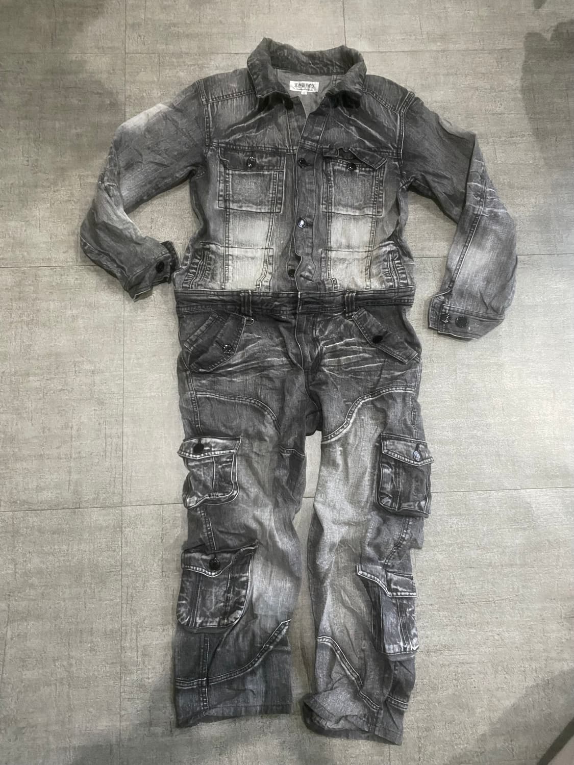 일본빈티지 Lowbox 핀터깔y2k 오리엔탈펑크보헤미안 데님워시드점프수트 상품이미지1