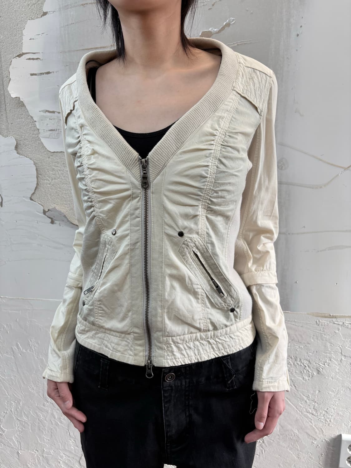 Ivory V-Neck Two-Way Jacket 상품이미지2