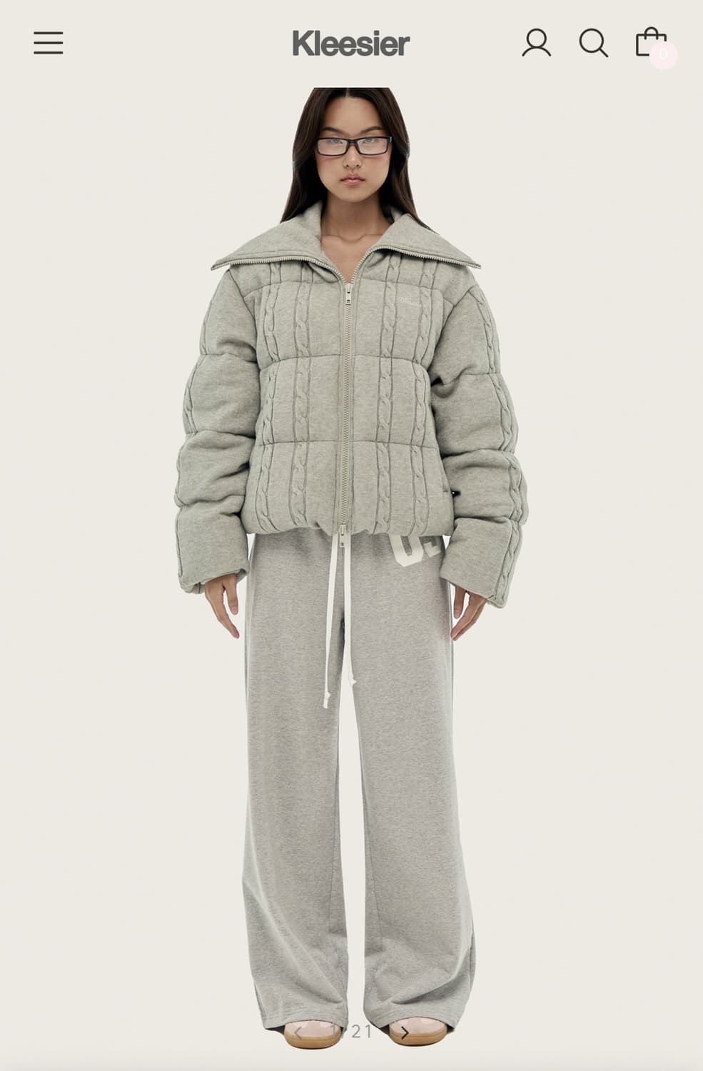 클리시어 츄츄 케이블니트패딩 그레이 상품이미지1