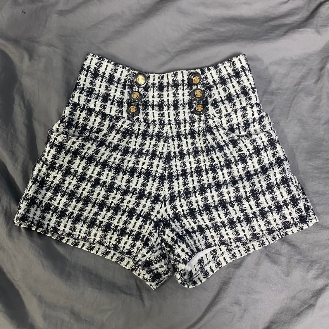 PinkMix 오네갸루 금장 글리터 체크 숏팬츠 반바지  상품이미지1