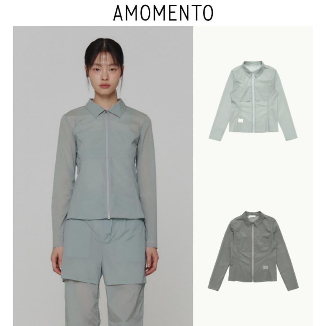 아모멘토 리버서블 스트레치 집업 셔츠 그레이 상품이미지3
