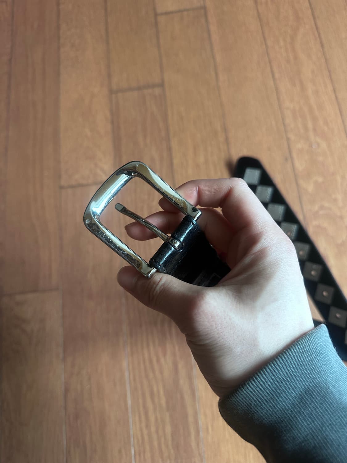 [L/XL] 스투시 아가일 스트치 레더 벨트 블랙 상품이미지5