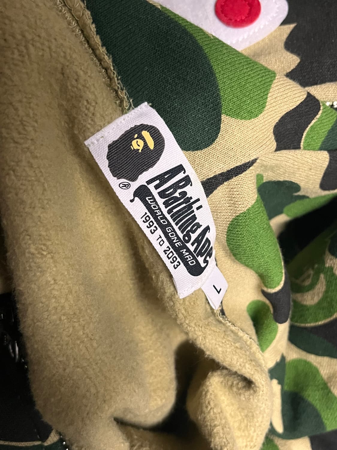 새상품급)베이프 abc카모 녹계 샤크 후드집업  상품이미지3