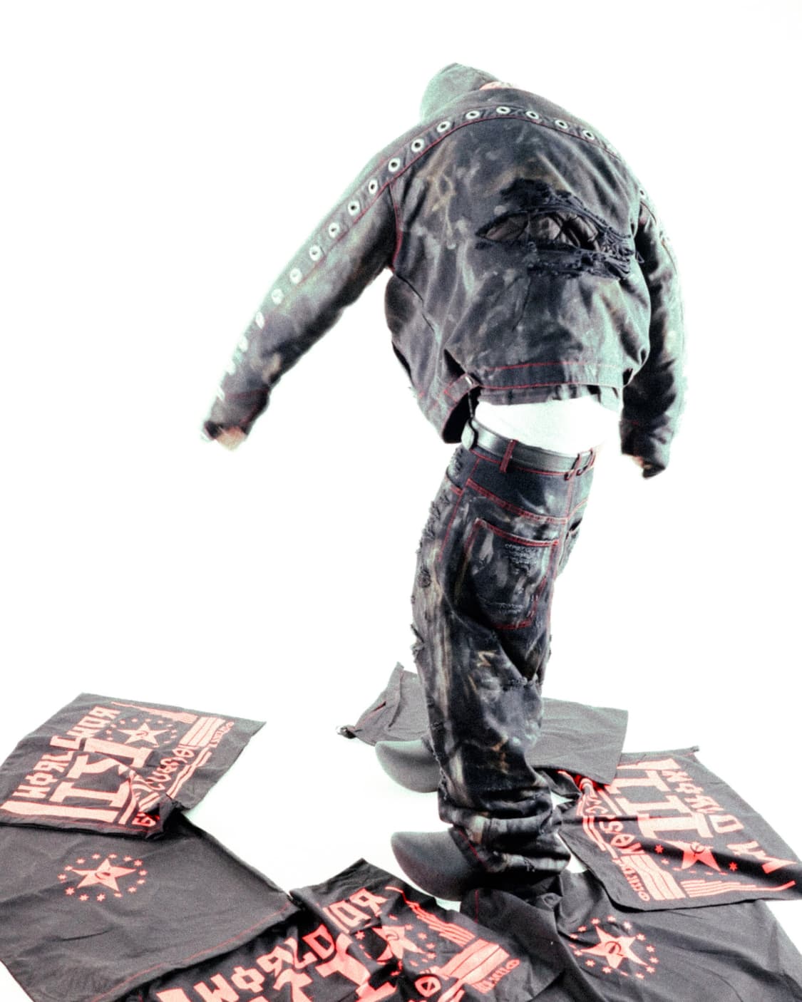 Destroyed Dirty Black Baggy Jeans 상품이미지4