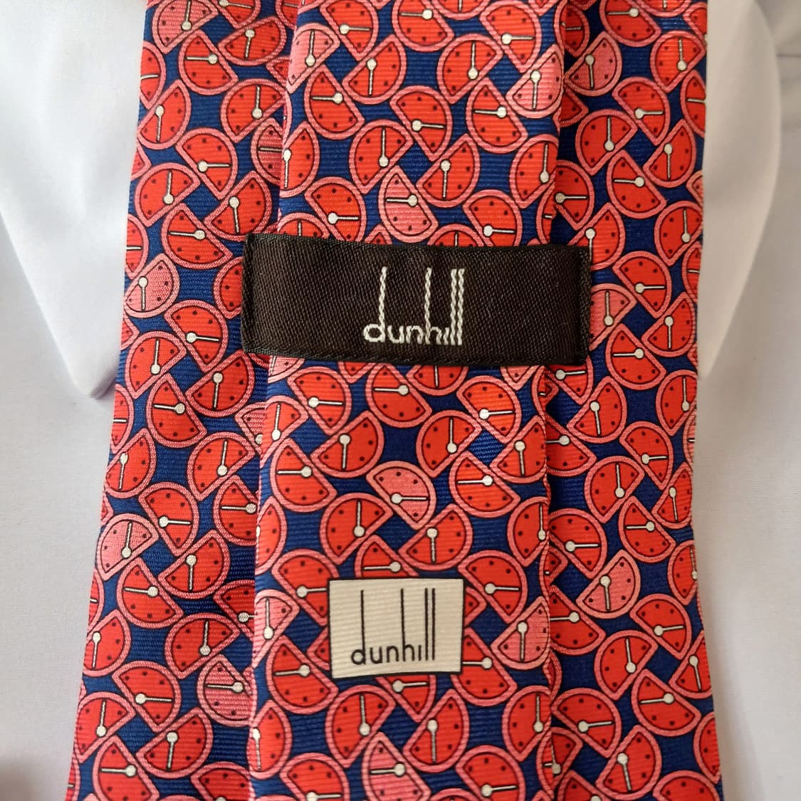 던힐 실크 레드&네이비 과일 시계 넥타이 9.6cm A+등급 A19034 상품이미지5