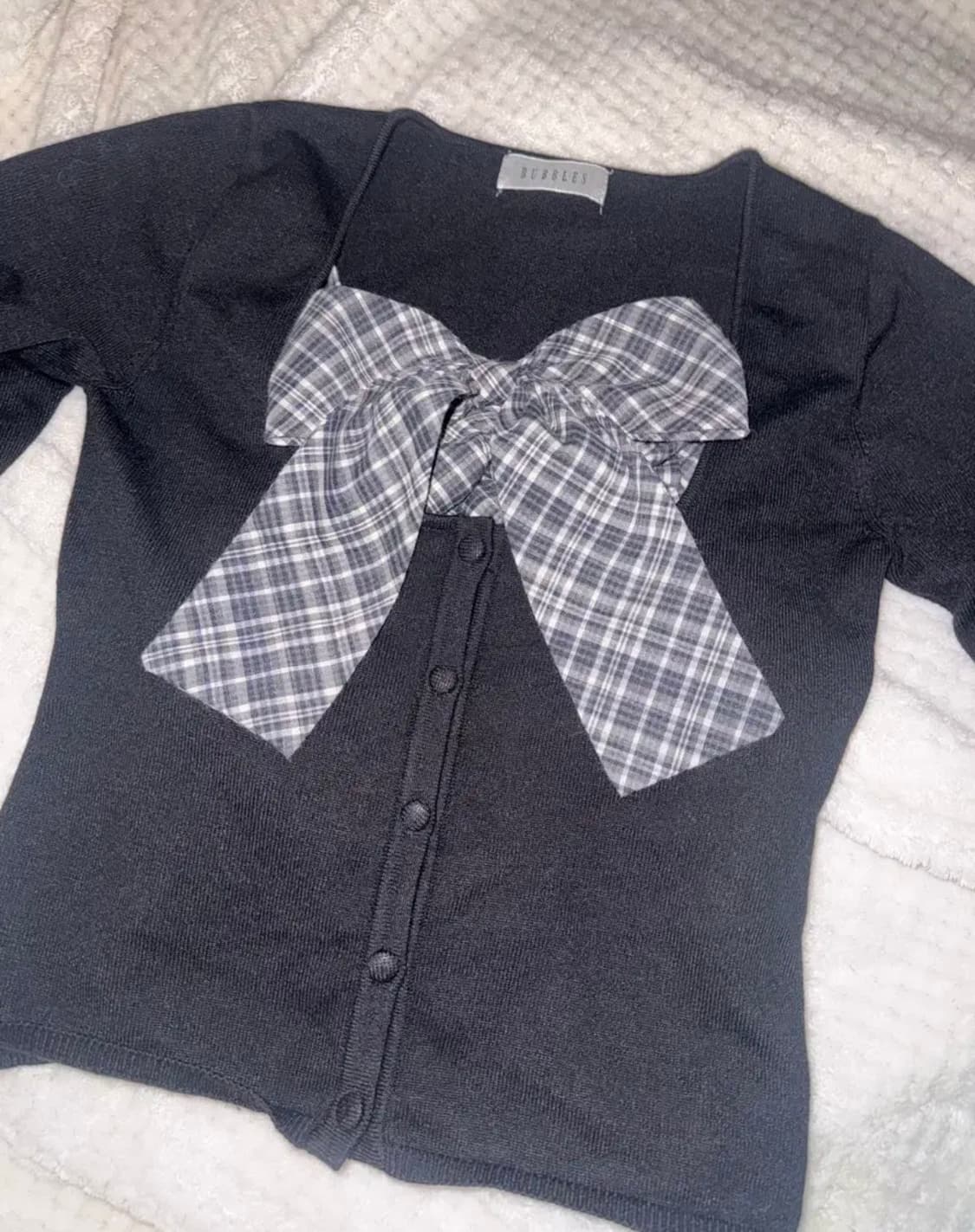 버블즈 BUBBLES 체크 리본 가디건 셋업 일본 갸루 상품이미지4
